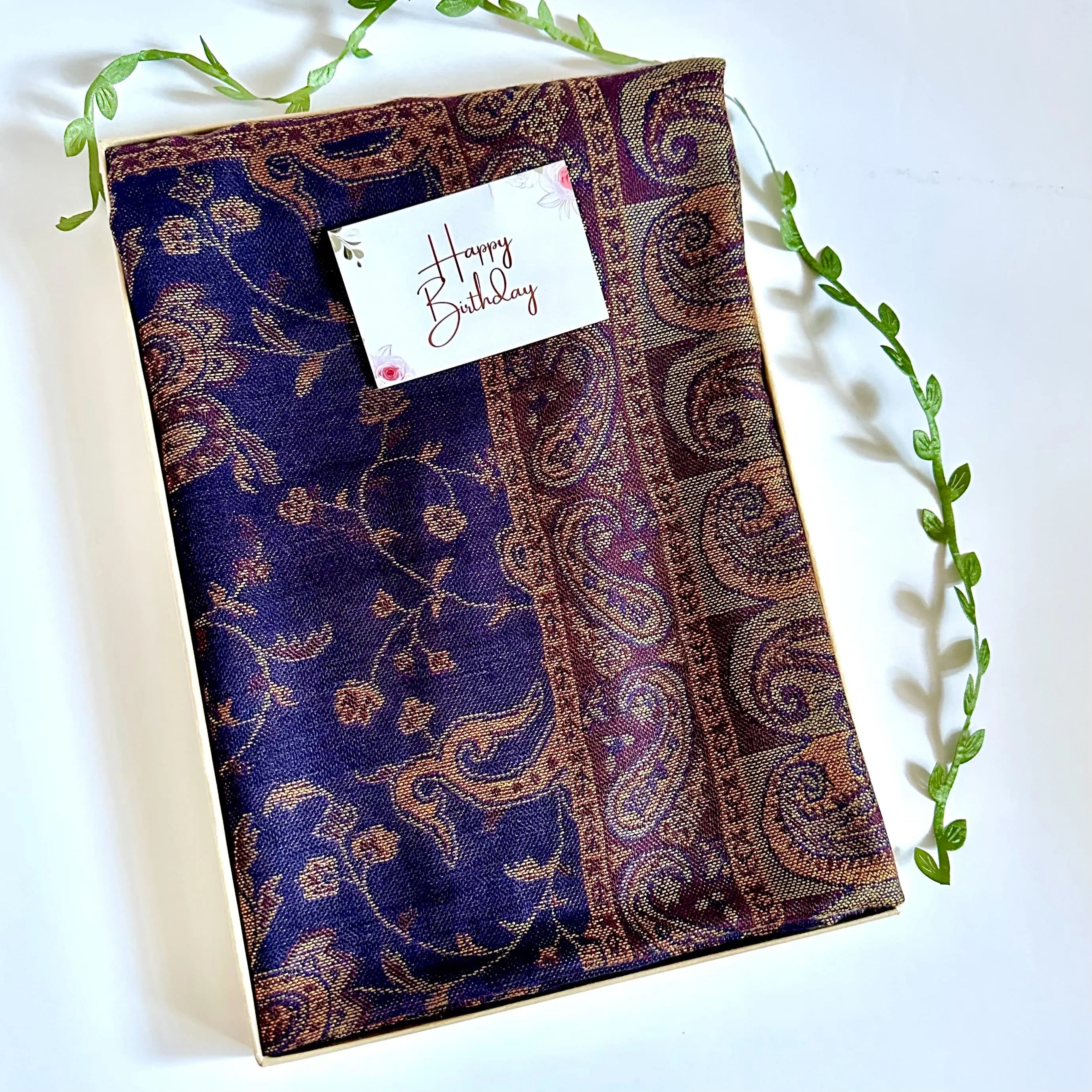 Purple Paisley Pashmina Scarf – Elegant Viscose Blend Shawl Gift For Her Mum