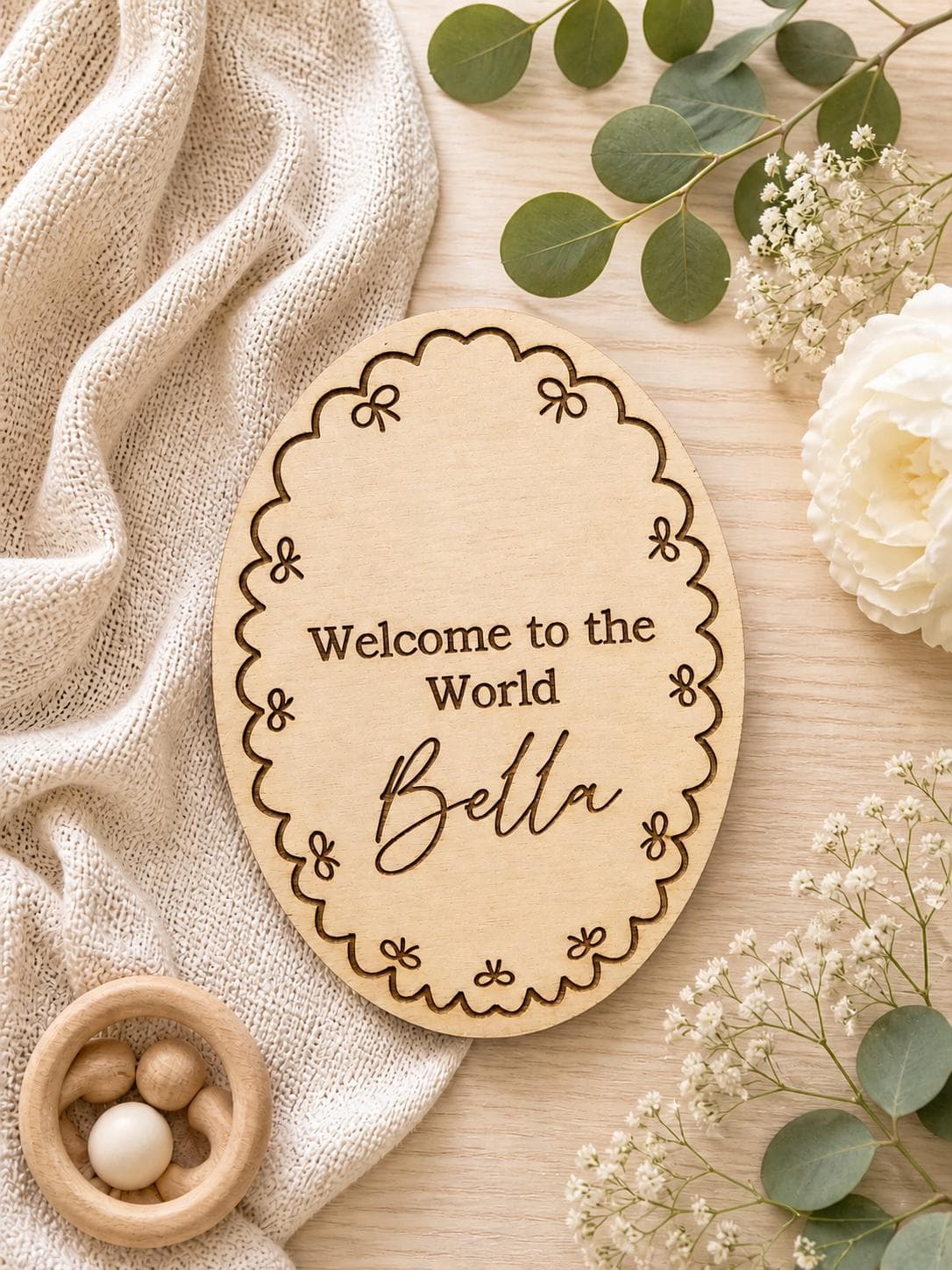 Baby Milestone Cards Wooden Monthly Baby Photo Props Baby Month Plaques Newborn Gift Baby Shower Gift Personalised Name Plaque - image 2