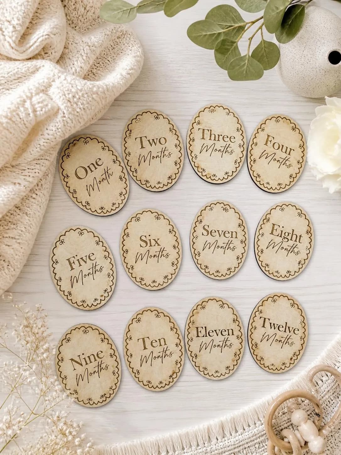 Baby Milestone Cards Wooden Monthly Baby Photo Props Baby Month Plaques Newborn Gift Baby Shower Gift Personalised Name Plaque