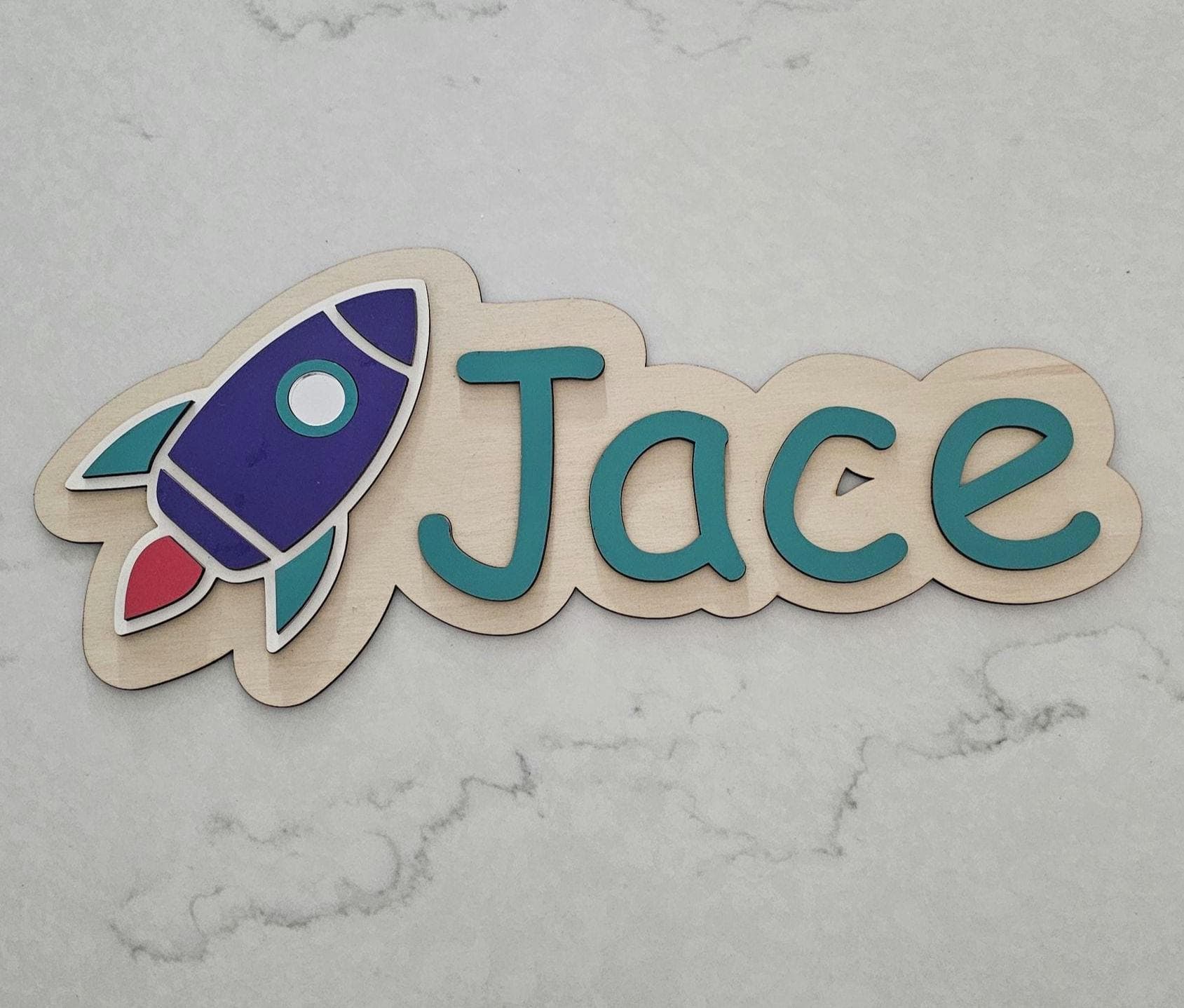 Personalised Boys Rocket Name Plaque Custom Bedroom Door Sign English & Arabic Name Sign Space Nursery Decor Gift for Boys Bedroom Decor - image 4