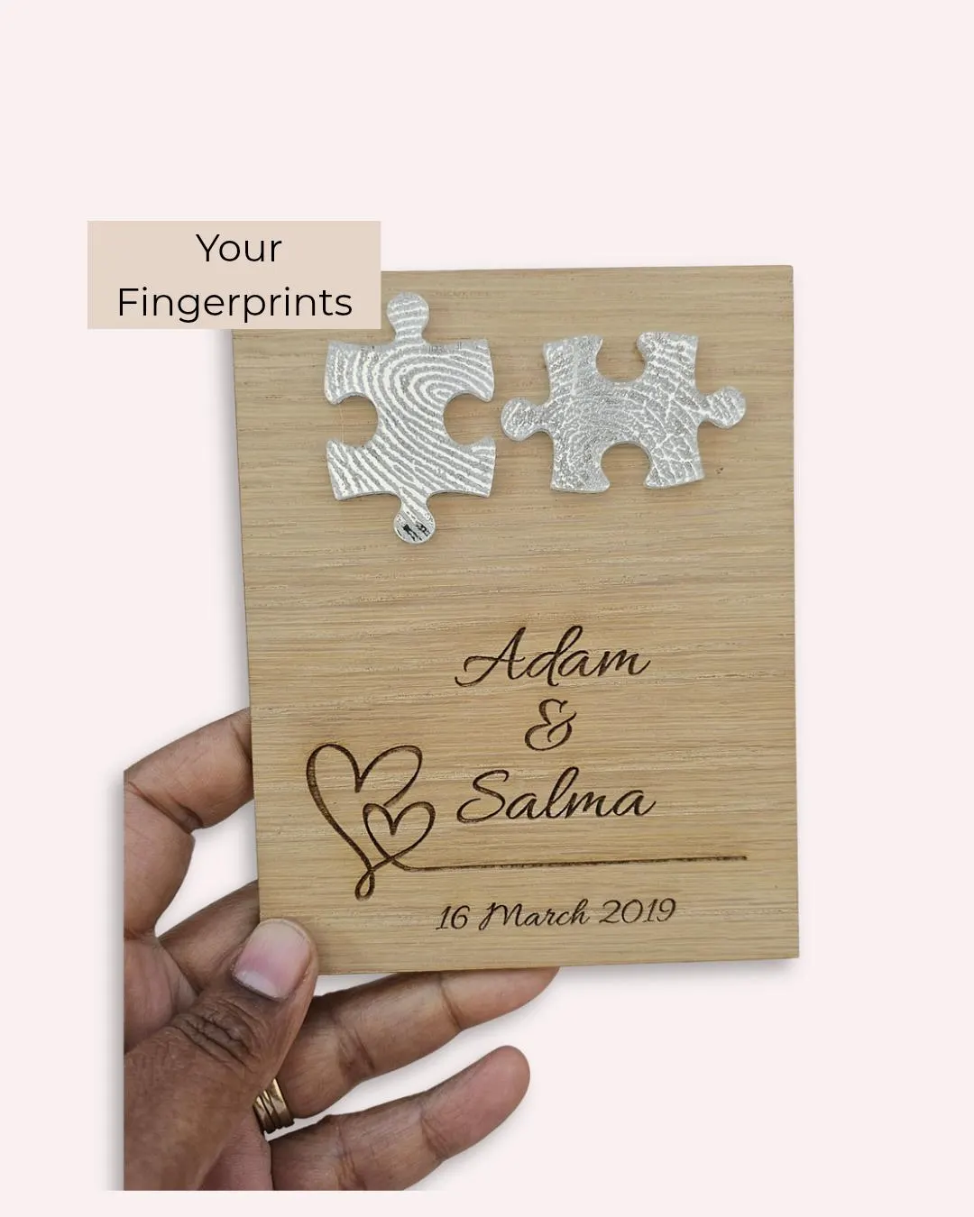 Personalised Fingerprint Puzzle Plaque | Wedding Gift | Anniversary Gift | Couple Keepsake | Engagement Gift | Custom Fingerprint Sign
