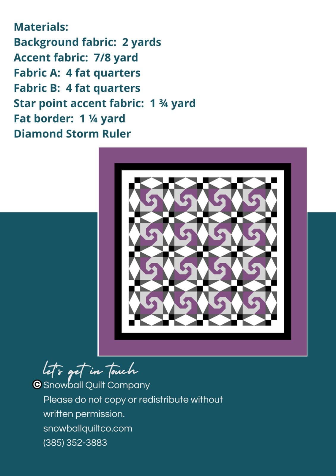 Whirlwind Quilt Pattern by Snowball Quilt Company and Diamond Storm Ruler - Printed Quilt Pattern - image 3