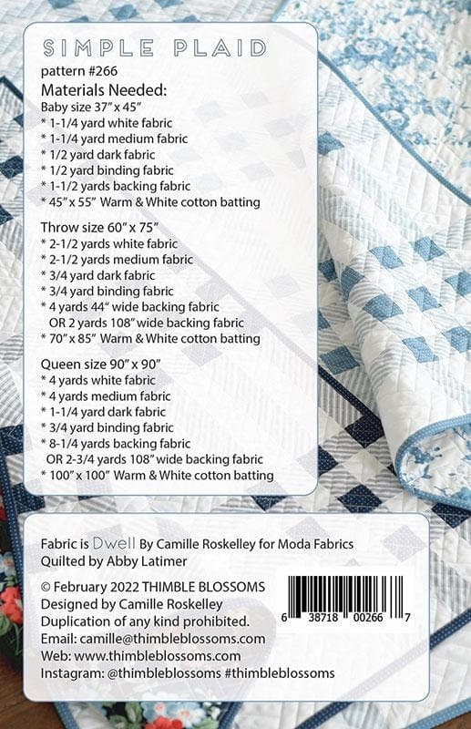 Simple Plaid Quilt Pattern by Camille Roskelley of Thimble Blossoms - Printed Quilt Pattern - image 3