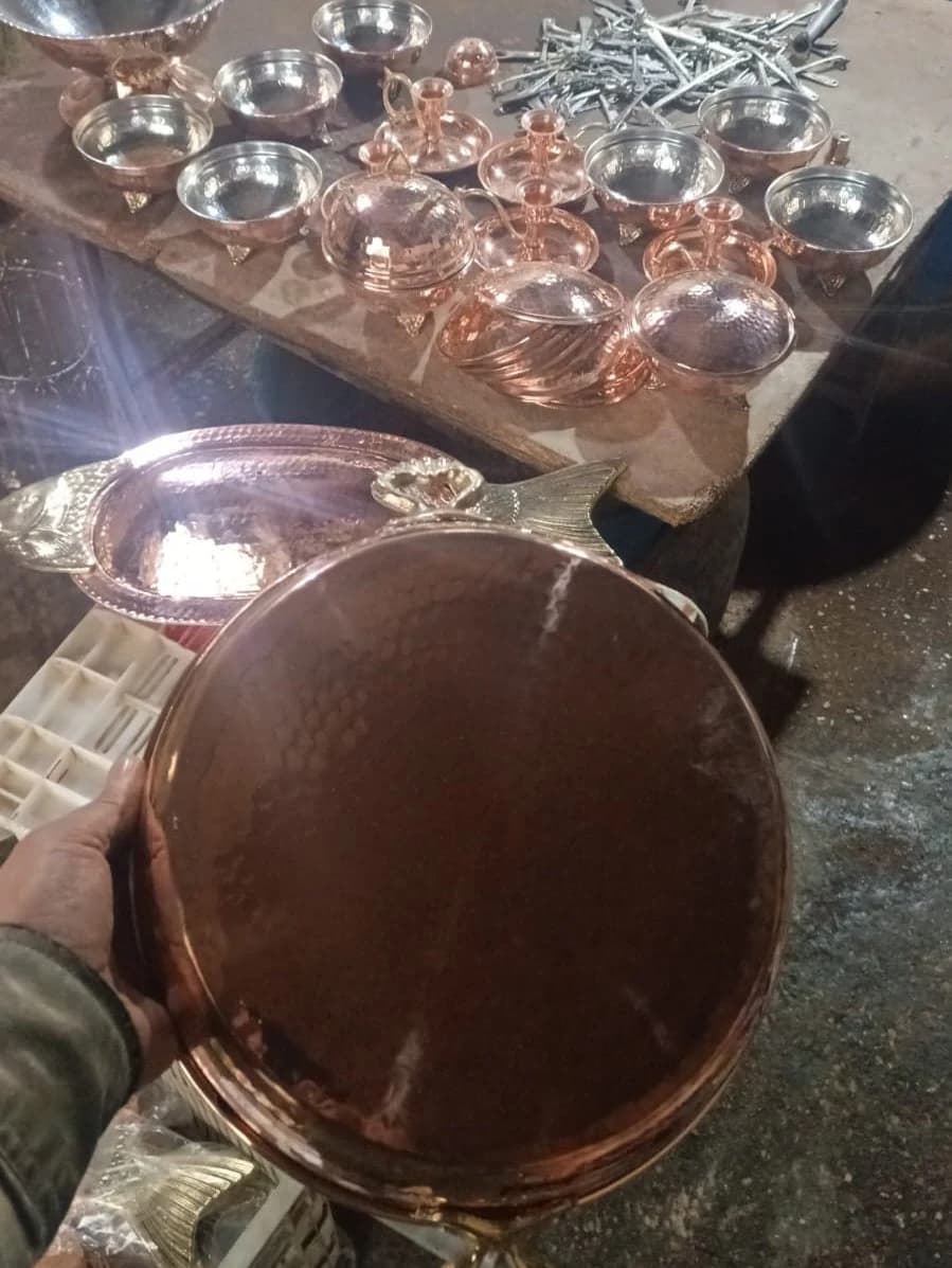 Large Thick Turkish Copper Pans/Double Handled Forged Copper Pan/Frying, Omelette Pan/Copper Pan Set, Dinner Pan,Christmas Gift 9.8 - 11.8'' - image 2