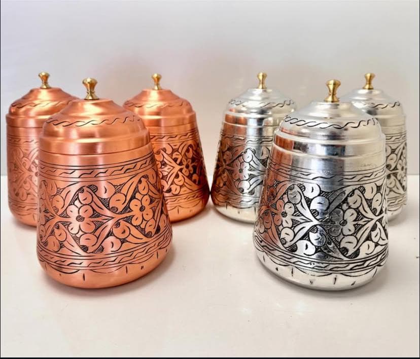 Hand Engraved Copper Jar Set of 3 | 1L Patterned Turkish Spice Canisters | Decorative Kitchen Storage | Christmas Gift | Handmade Art - image 4
