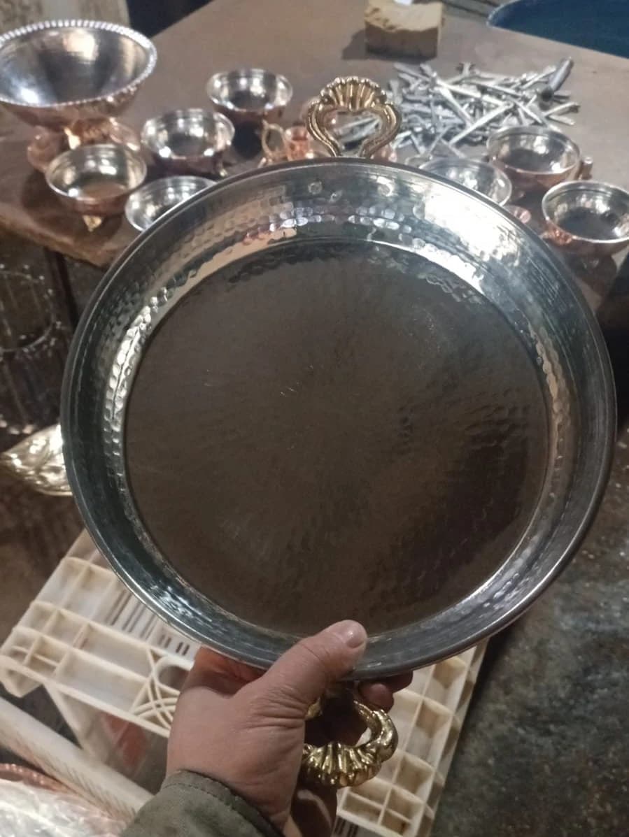 Large Thick Turkish Copper Pans/Double Handled Forged Copper Pan/Frying, Omelette Pan/Copper Pan Set, Dinner Pan,Christmas Gift 9.8 - 11.8'' - image 4