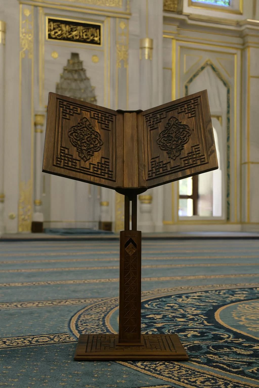 Extra Large Adjustable Wooden Quran Book Stand with Wheels,Rolling Stand for and Heavy Books,Seljuk Design, Ramadan Gift,Islamic Product - image 4