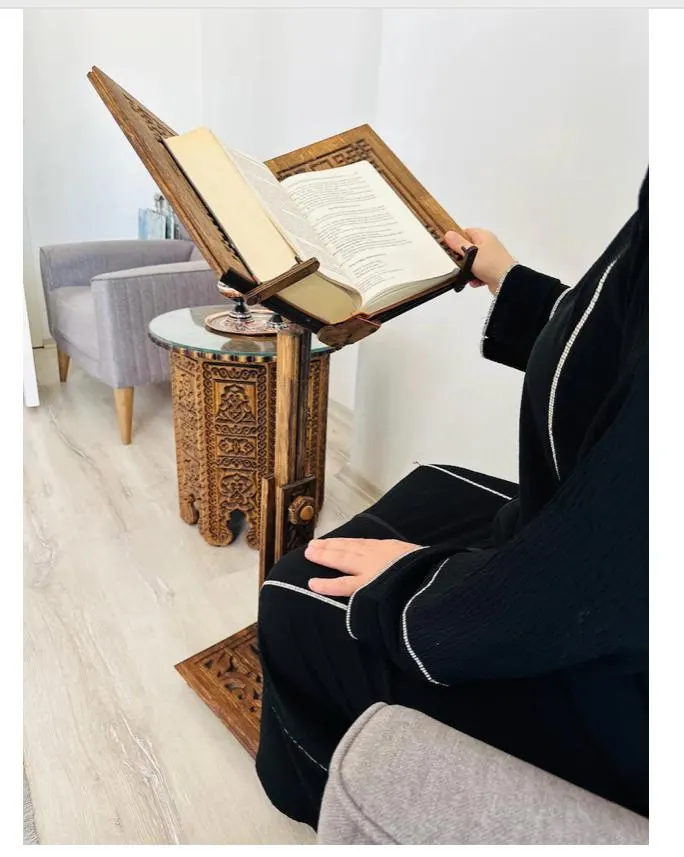 Adjustable Wooden Large Reading Table,Quran Stand,Holder for Books,Bible Stand,Cookbook Holder,Bookshelf,Islamic Gift for Muslims