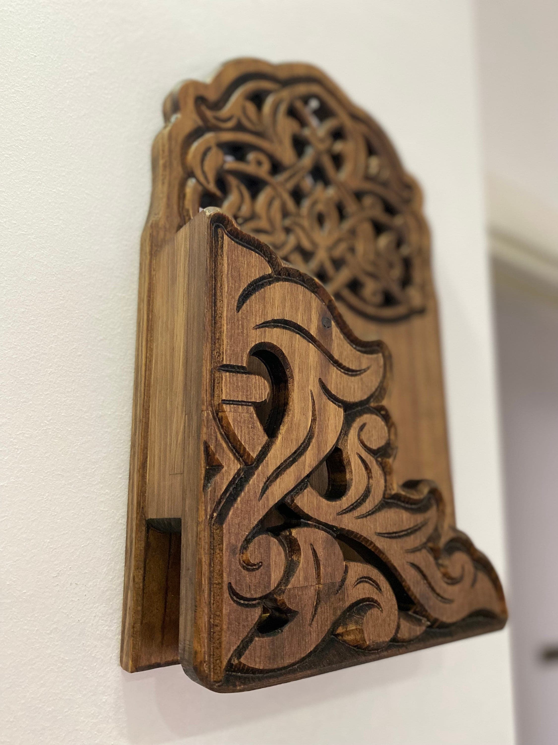 Wooden Carving Wall Bookcase Quran Stand,Bible,Torah Bookcase,Home Gift,Wall Decoration, 21*42cm (8 * 16) Christmas Gift, Islamic Gifts - image 5