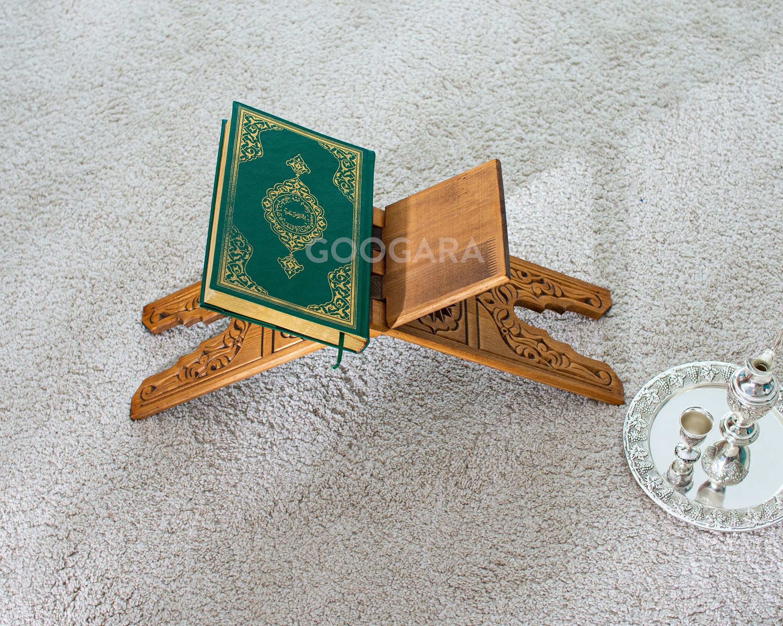 Handmade Wooden Folding Quran-Bible Stand, Natural Wood Carved Patterned Bookshelf,Valentine's Day Gift, Islamic Gifts, Gifts for Muslims - image 4