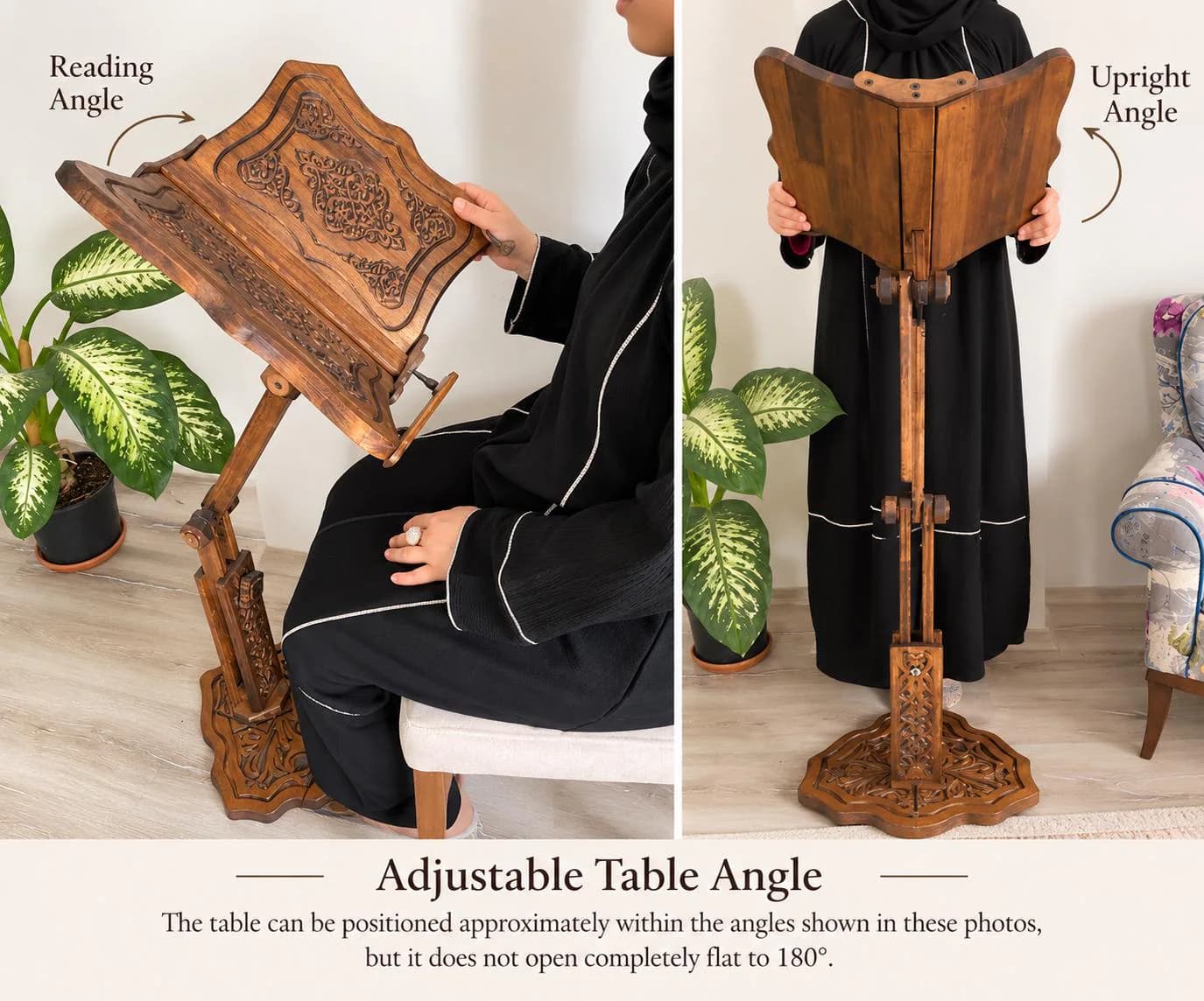 Personalized Adjustable Bible Stand, Large Quran Reading Stand, Bookshelf,Wooden Book Holder, Music Stand, Islamic Products, Christmas Gifts - image 4
