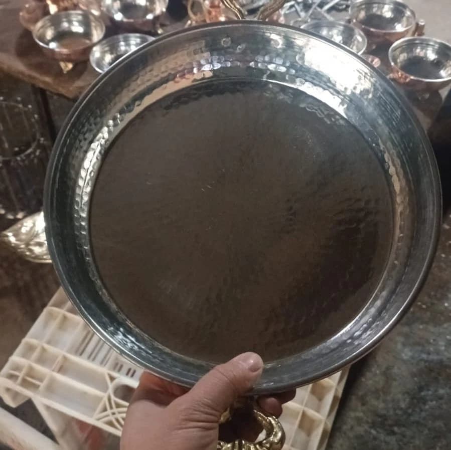 Large Thick Turkish Copper Pans/Double Handled Forged Copper Pan/Frying, Omelette Pan/Copper Pan Set, Dinner Pan,Christmas Gift 9.8 - 11.8''