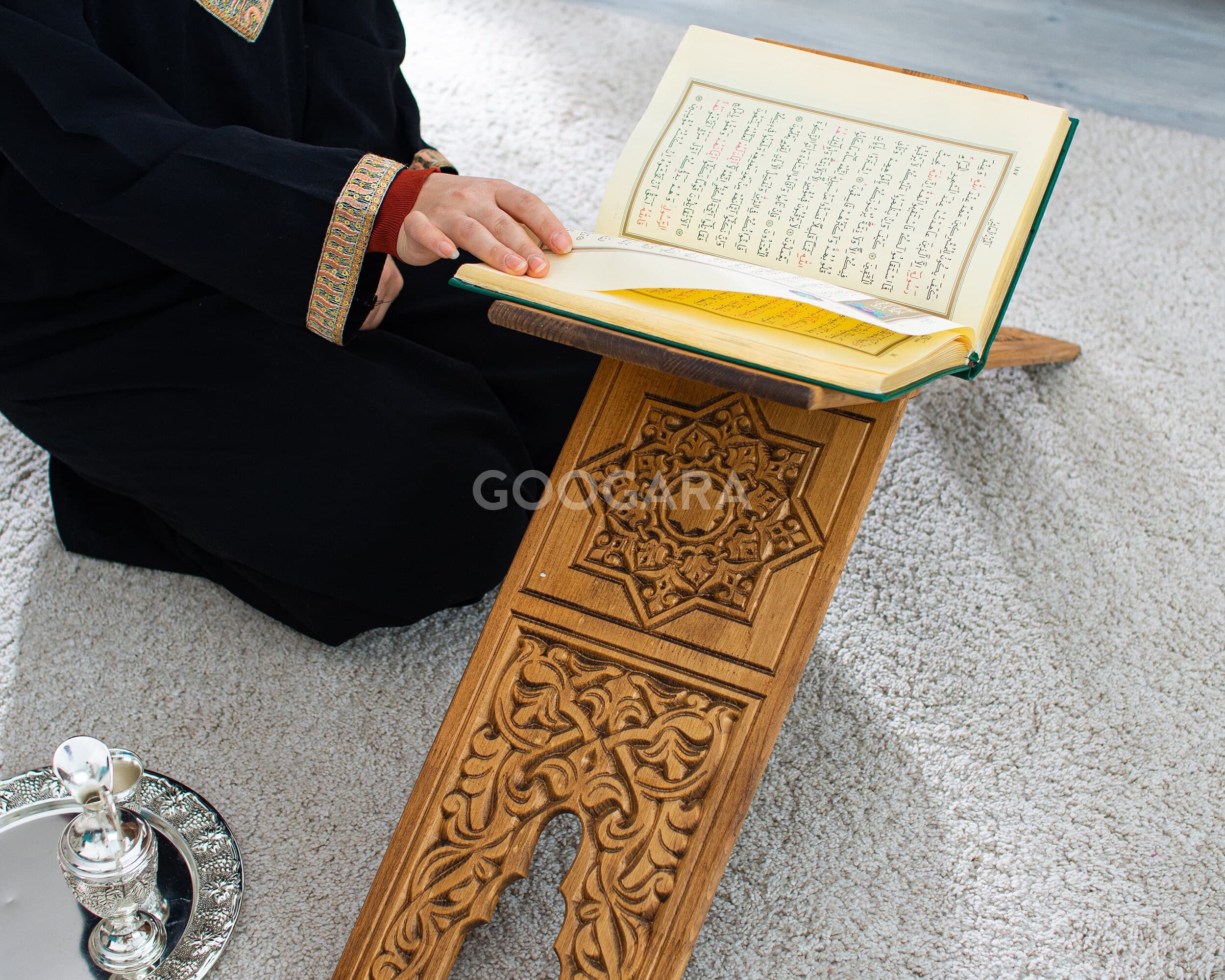 Handmade Wooden Folding Quran-Bible Stand, Natural Wood Carved Patterned Bookshelf,Valentine's Day Gift, Islamic Gifts, Gifts for Muslims