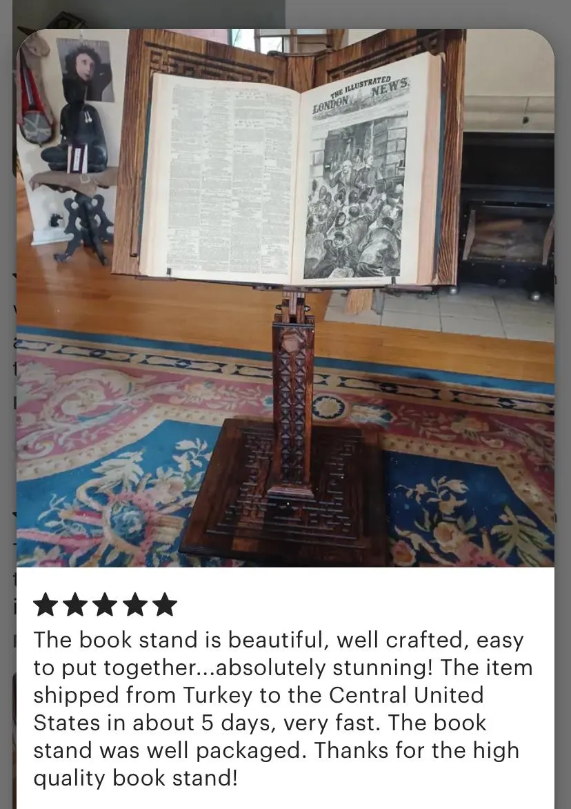 Extra Large Adjustable Wooden Quran Book Stand with Wheels,Rolling Stand for and Heavy Books,Seljuk Design, Ramadan Gift,Islamic Product