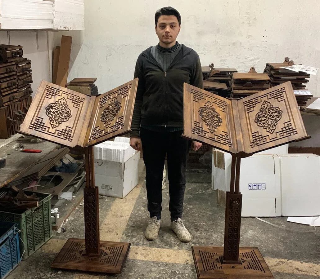 Extra Large Adjustable Wooden Quran Book Stand with Wheels,Rolling Stand for and Heavy Books,Seljuk Design, Ramadan Gift,Islamic Product - image 2