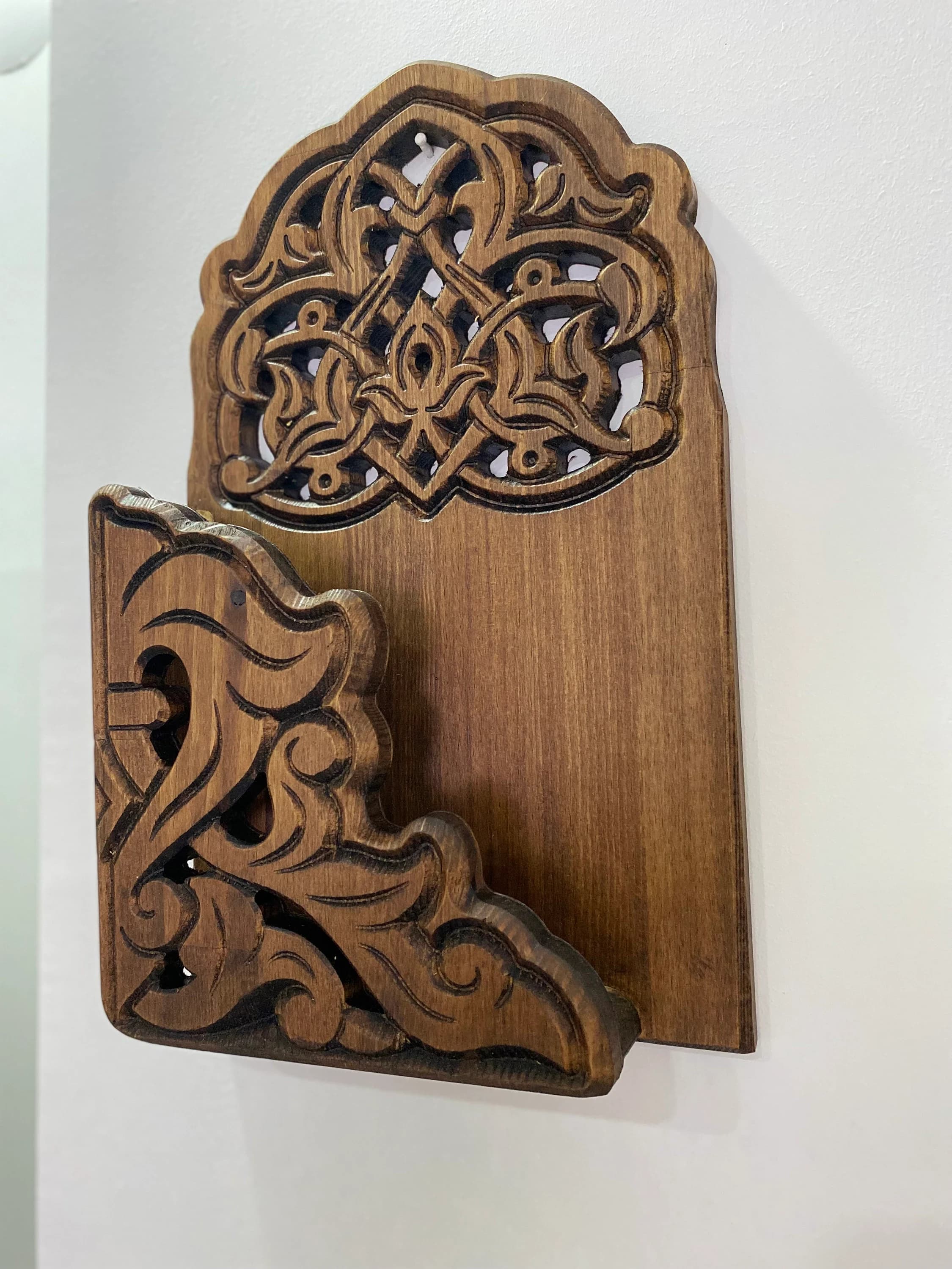 Wooden Carving Wall Bookcase Quran Stand,Bible,Torah Bookcase,Home Gift,Wall Decoration, 21*42cm (8 * 16) Christmas Gift, Islamic Gifts - image 4