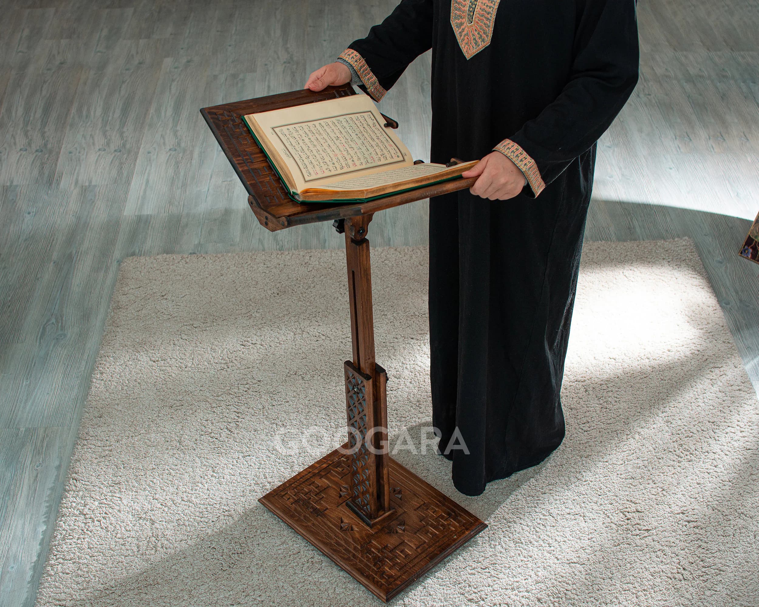Adjustable Wooden Quran Stand – Height Adjustable Book Holder, Bible Stand,Handmade Solid Wood Reading Holder Gifts for Muslims,Islamic Gift