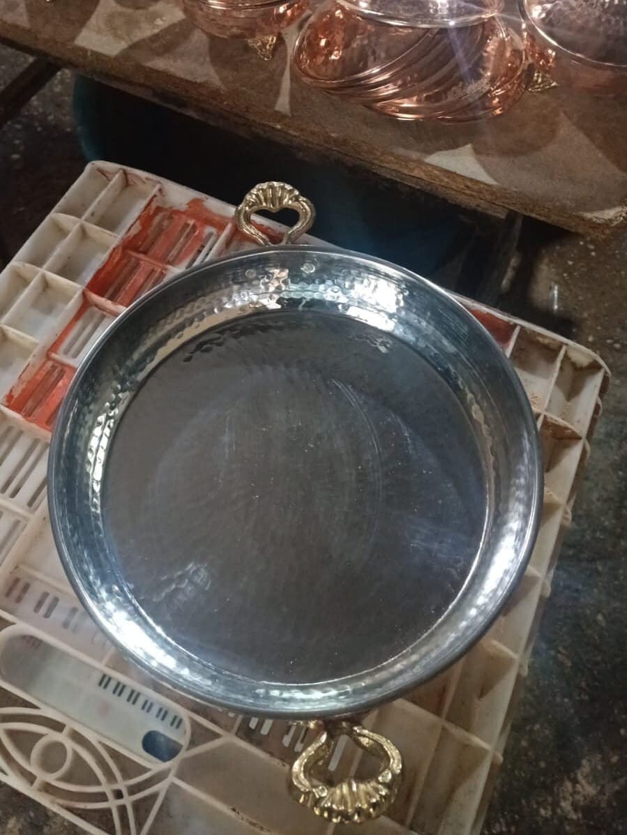 Large Thick Turkish Copper Pans/Double Handled Forged Copper Pan/Frying, Omelette Pan/Copper Pan Set, Dinner Pan,Christmas Gift 9.8 - 11.8'' - image 5