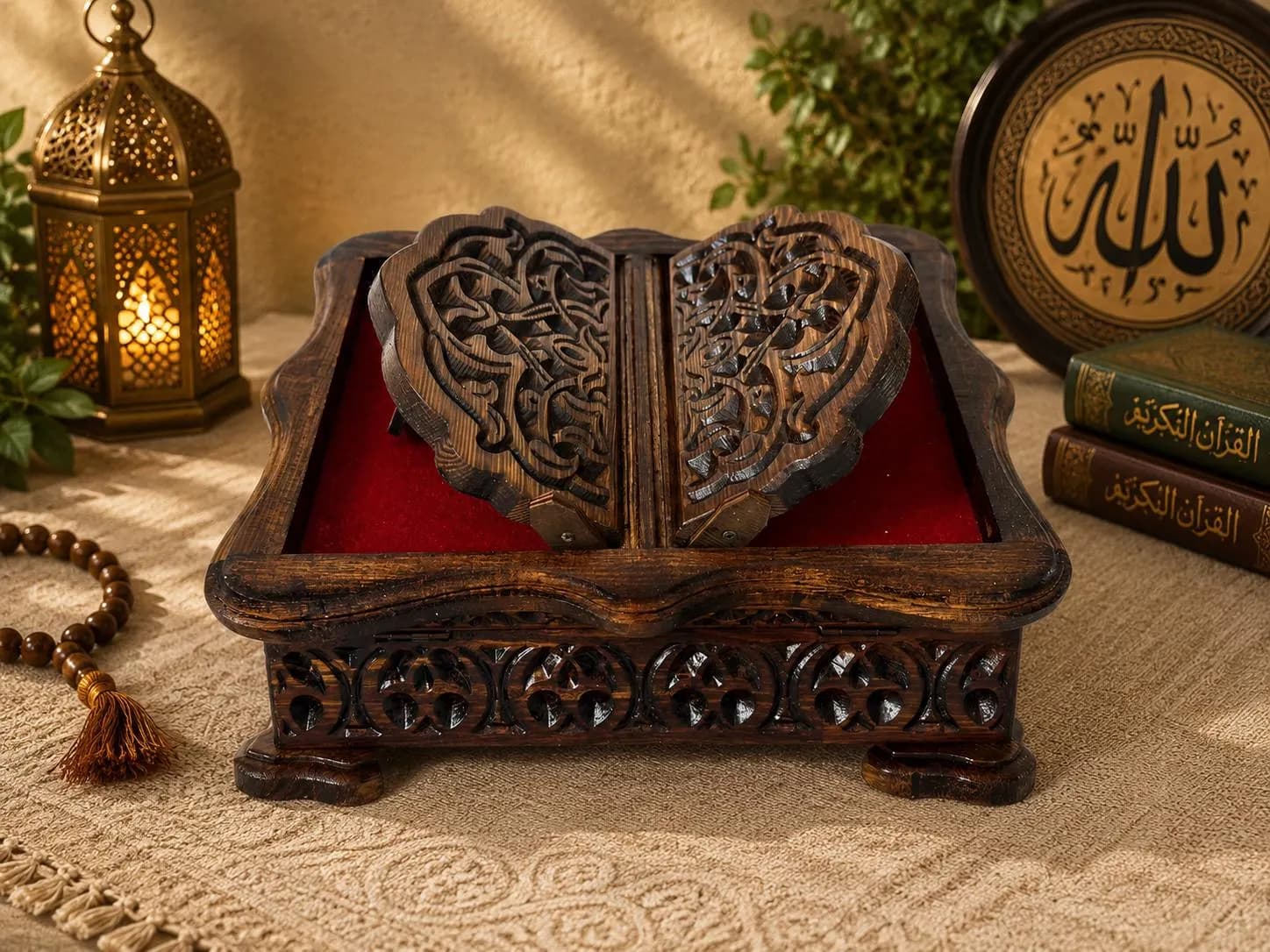 Handmade Wooden Quran Box, Adjustable Islamic Book Stand, Ottoman Seljuk Decor