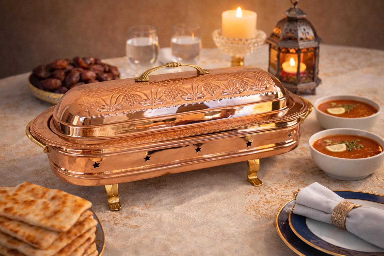 Heated Copper Kebab Serving Tray, Handmade Copper Food Warmer, Turkish Chafing Dish, Restaurant Buffet Server, Catering Serving Tray - image 3
