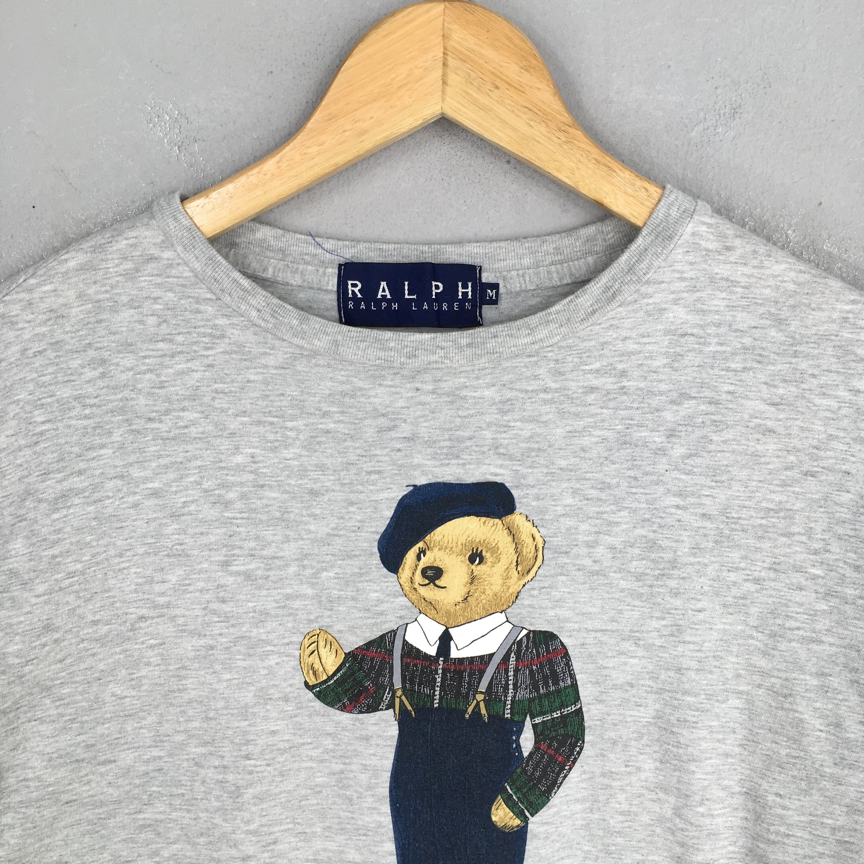 Vintage Polo Bear Ralph Lauren Gray T shirt Medium 90's Polo Sport Ralph Lauren Casual Wear Polo Bear Streetwear Outfits Tees Size M - image 3