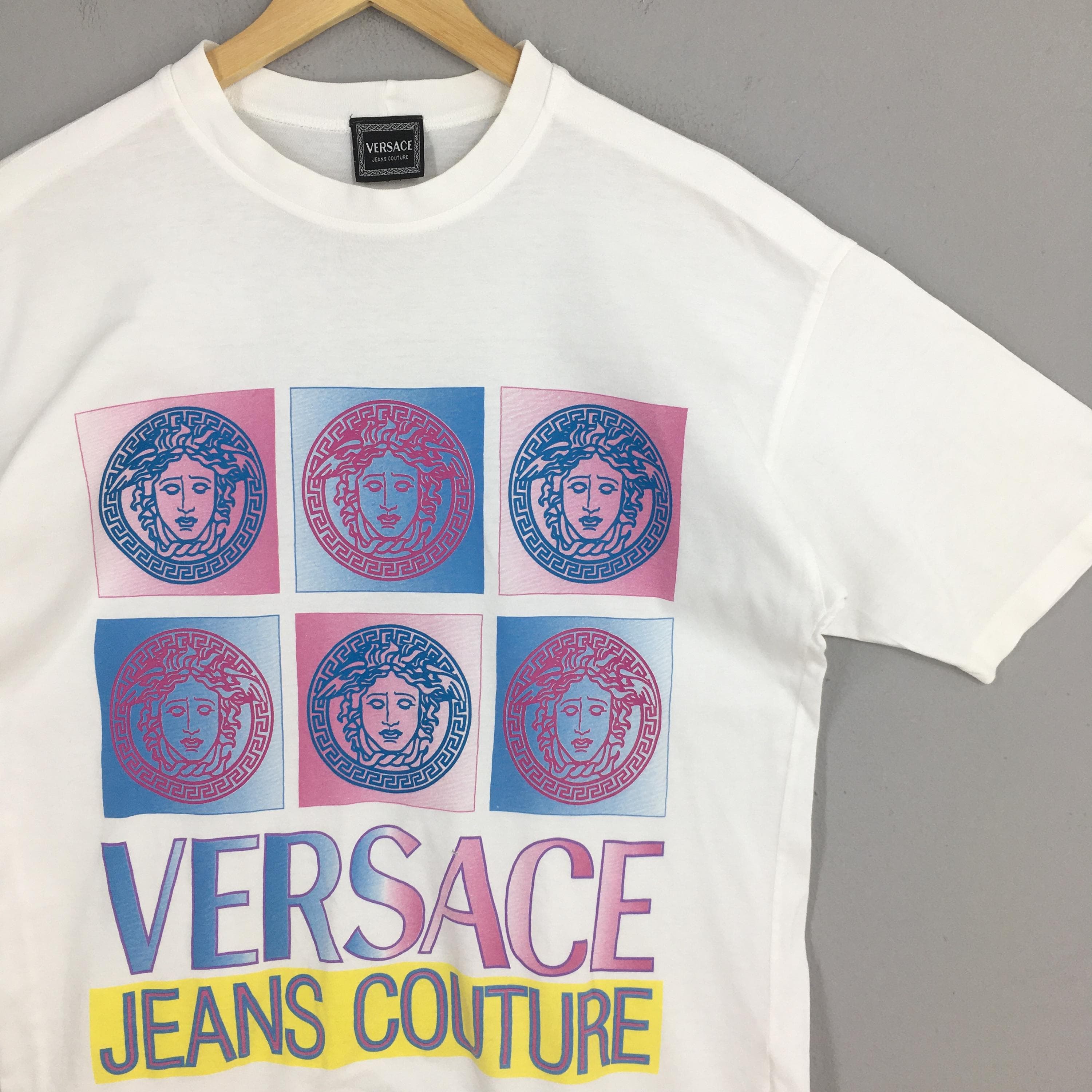 Vintage Versace Medusa Head White Tshirt Medium Versace Jeans Couture Medusa Pop Art Shirt Versace Luxury Italy Royalty Baroque Tee Size M - image 3