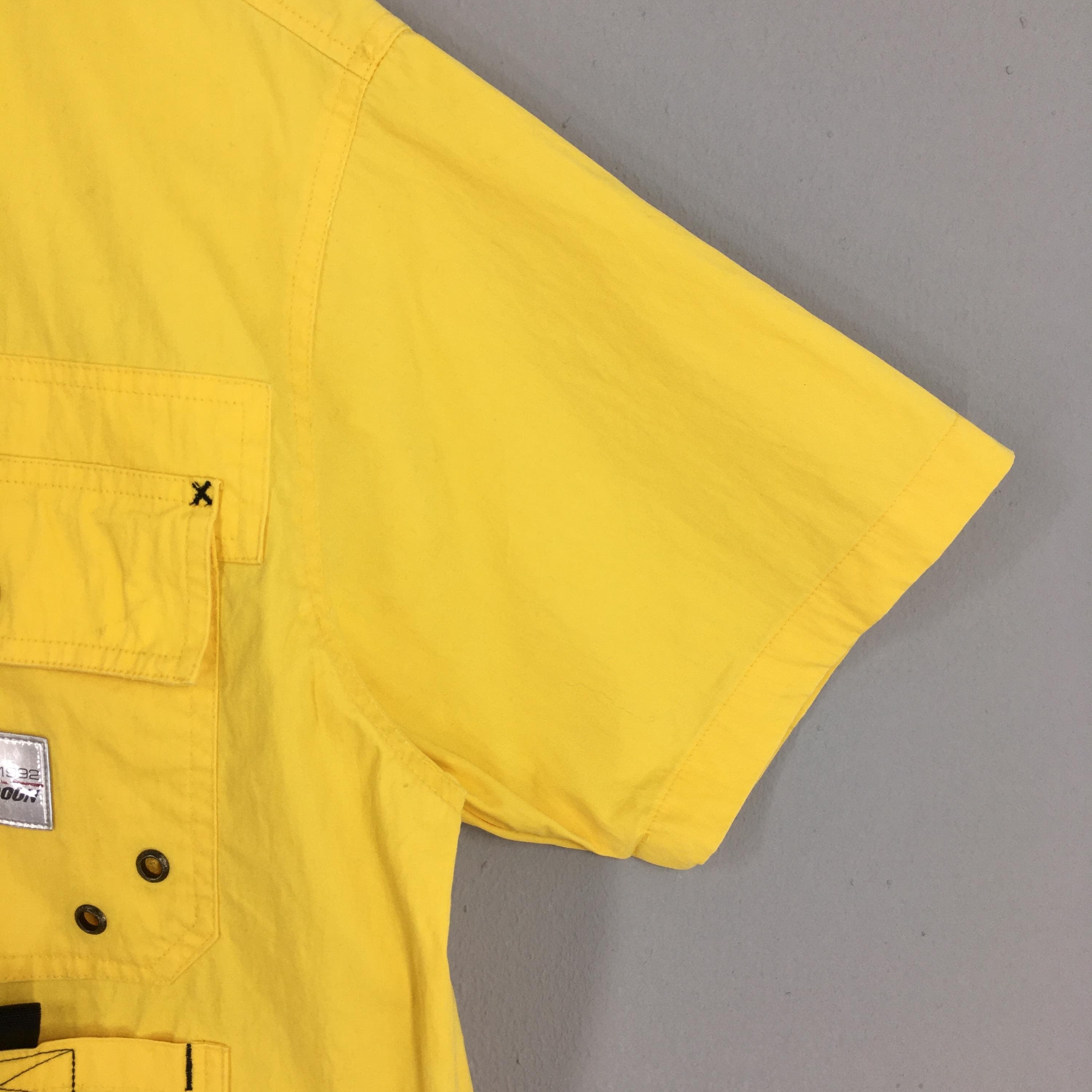 Vintage Spoon Honda Racing Team Yellow Shirt Medium 90s Honda Racing Team HRC Honda Spoon Tactical Button Honda Racing Tactical Shirt Size M - image 5
