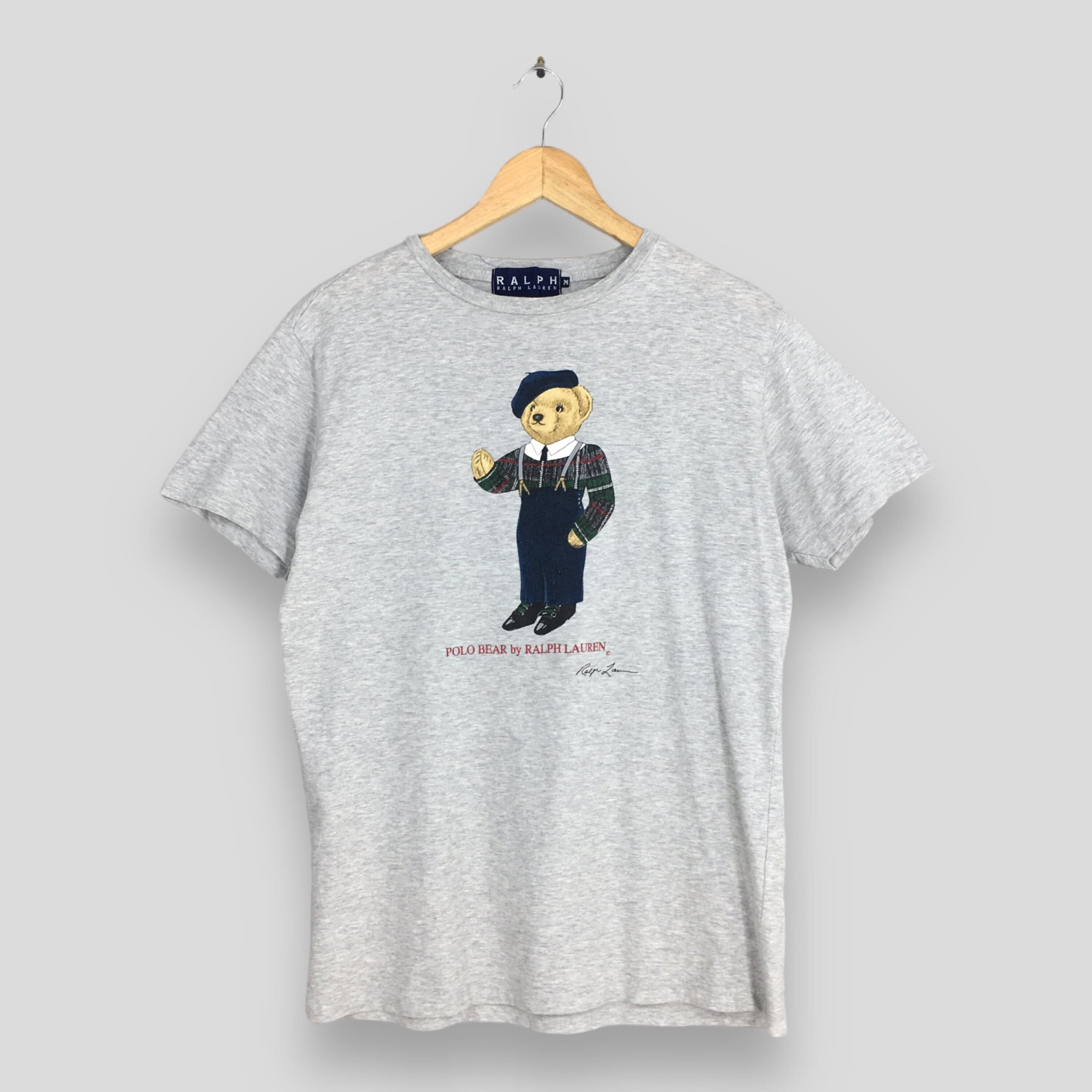 Vintage Polo Bear Ralph Lauren Gray T shirt Medium 90's Polo Sport Ralph Lauren Casual Wear Polo Bear Streetwear Outfits Tees Size M