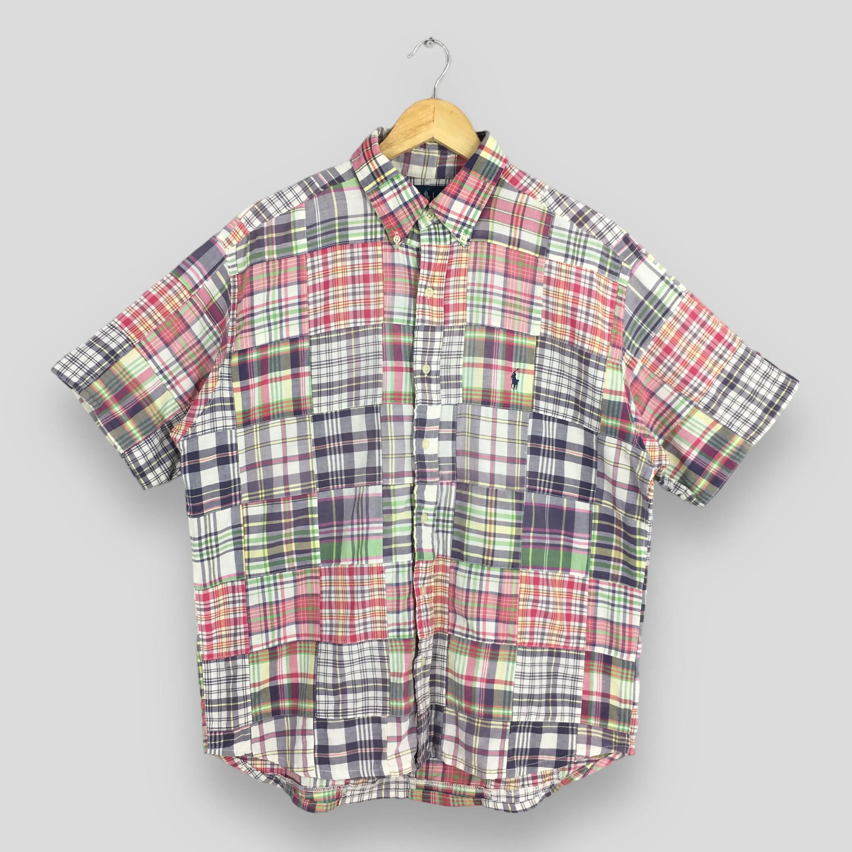 Vintage 90's Polo Ralph Lauren Checkered Flannel Shirt Large Ralph Lauren Patchwork Plaid Checked Tartan Polo Ralph Lauren Oxfords Size L