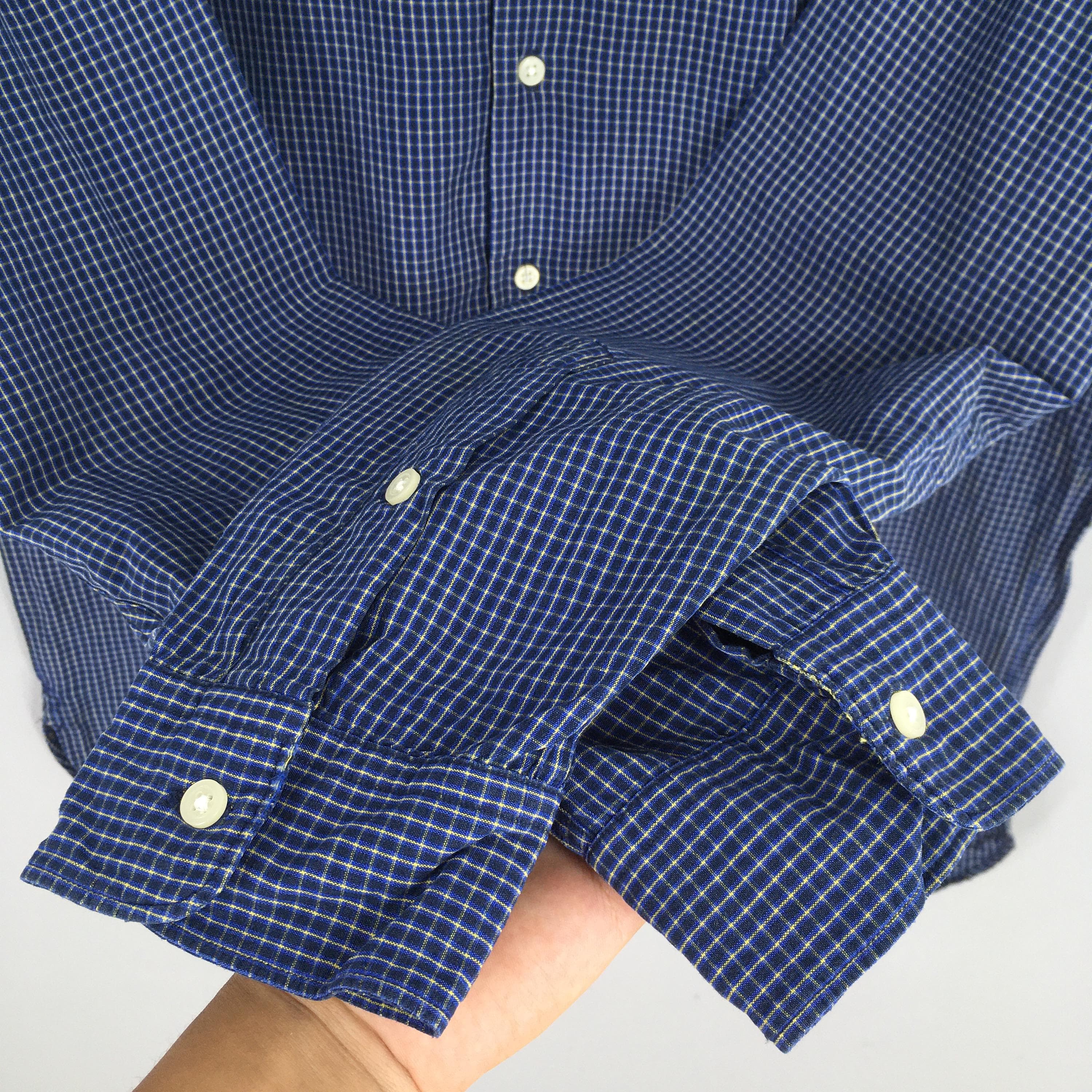 Vintage Polo Ralph Lauren Checkered Blue Flannel Shirt Large Ralph Lauren Plaid Checked Gingham Polo Pony Button Down Mcmeel Oxfords Size L - image 5