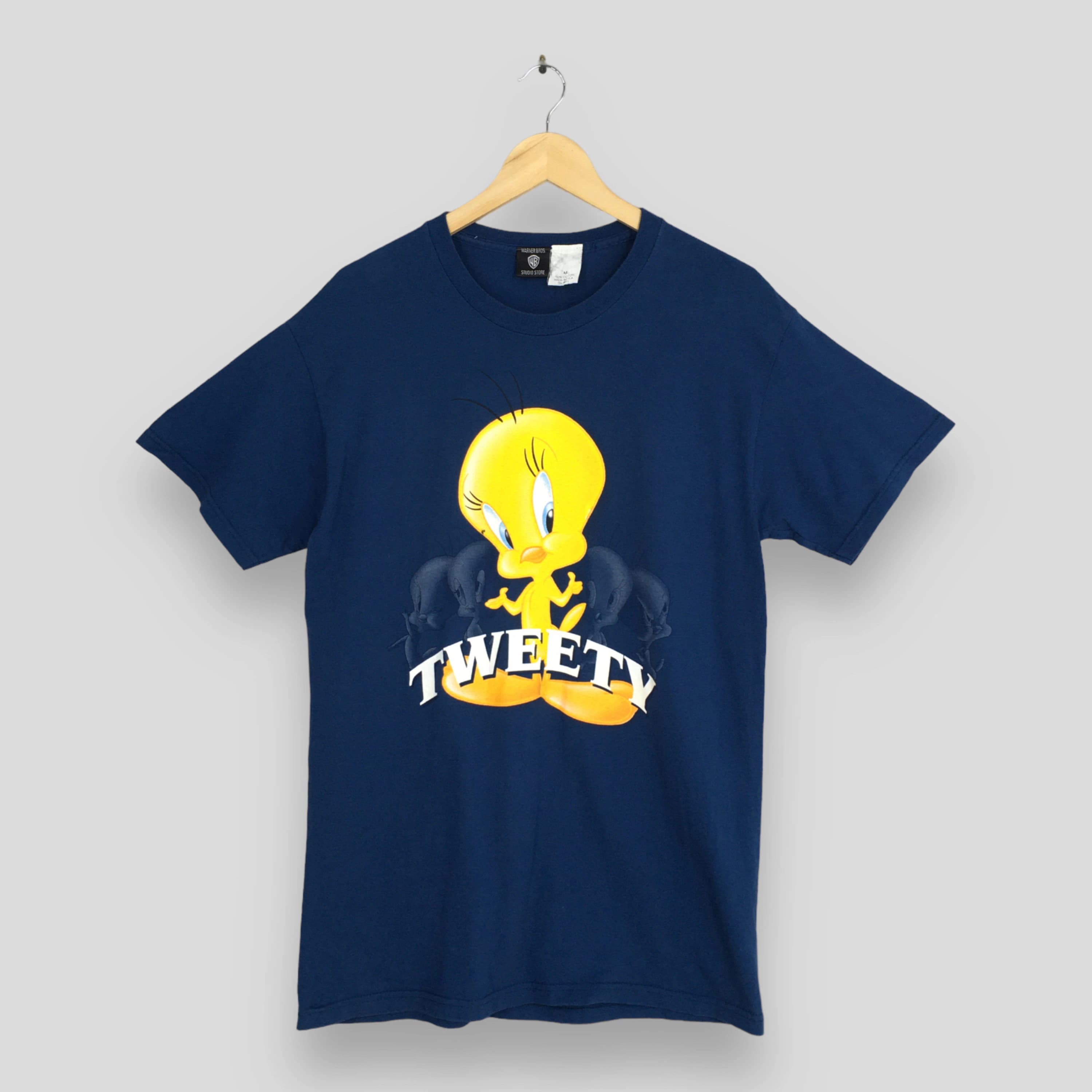 Vintage Looney Tunes Tweety Blue T shirt Medium 1980's Warner Bros Cartoon Tweety Yellow Bird Space Jam Outfit Streetwear Tee Size M