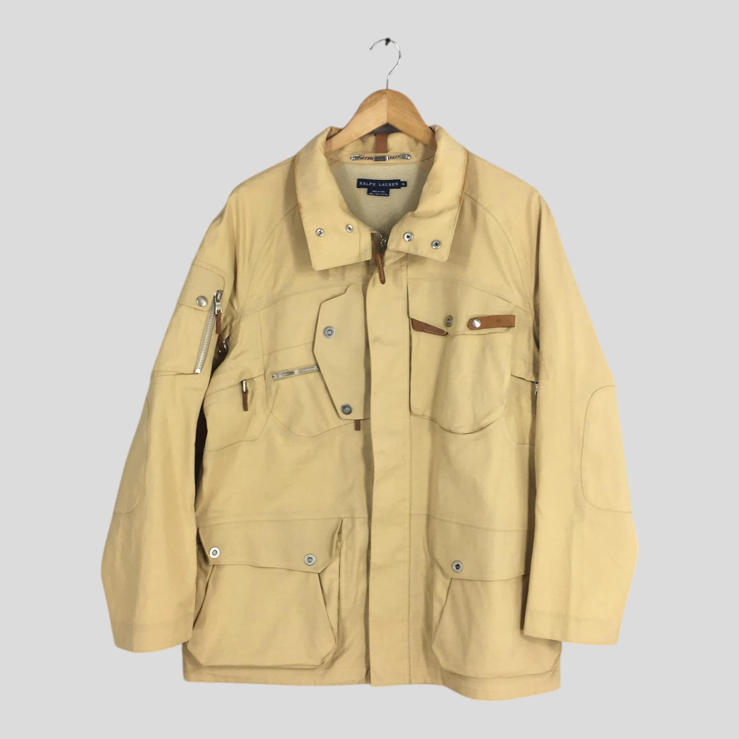 Vintage Polo Ralph Lauren Chore Military Jacket XLarge Ralph Lauren Workwear Hunting Jacket Men's Field RL 92 Harrington Brown Coat Size XL