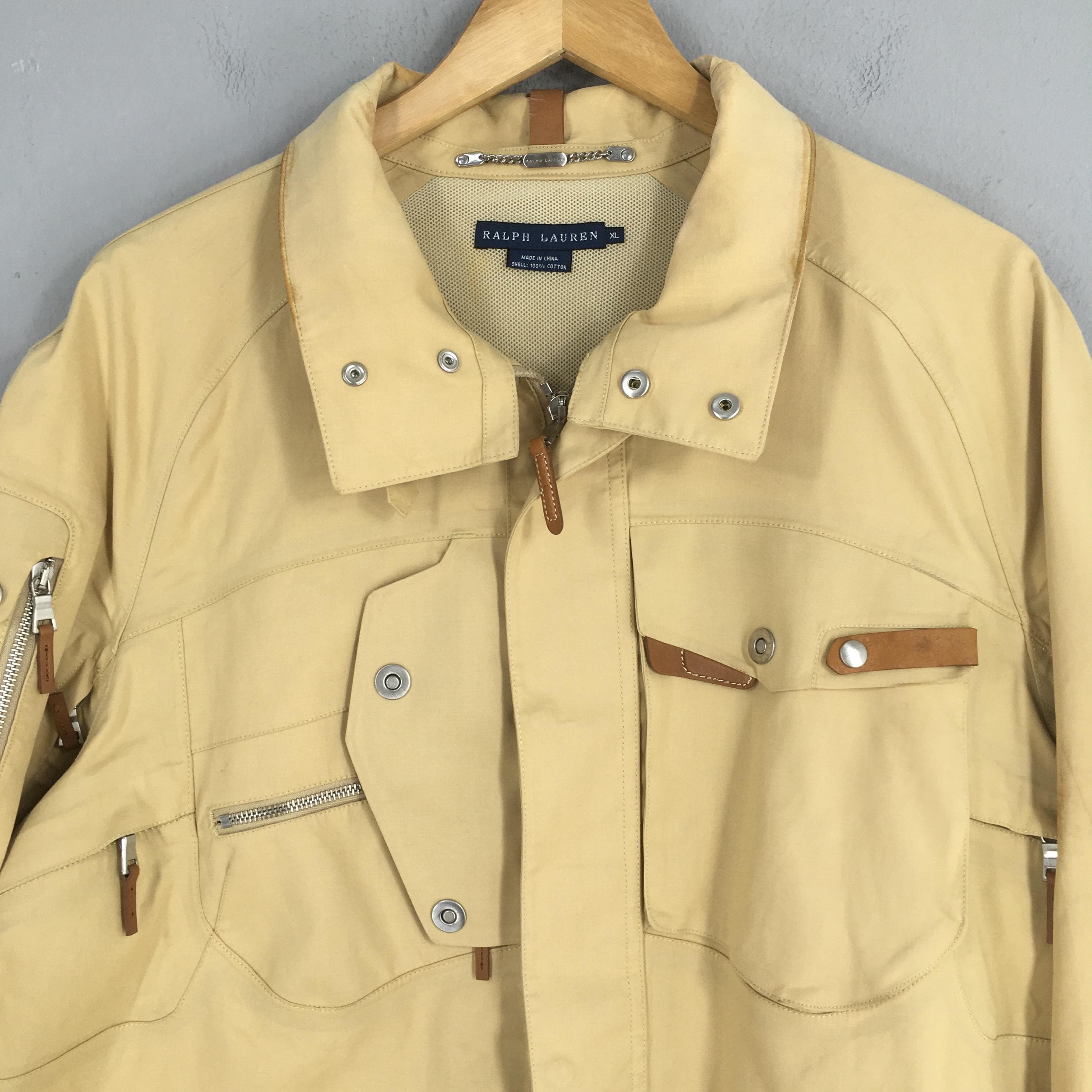 Vintage Polo Ralph Lauren Chore Military Jacket XLarge Ralph Lauren Workwear Hunting Jacket Men's Field RL 92 Harrington Brown Coat Size XL - image 3
