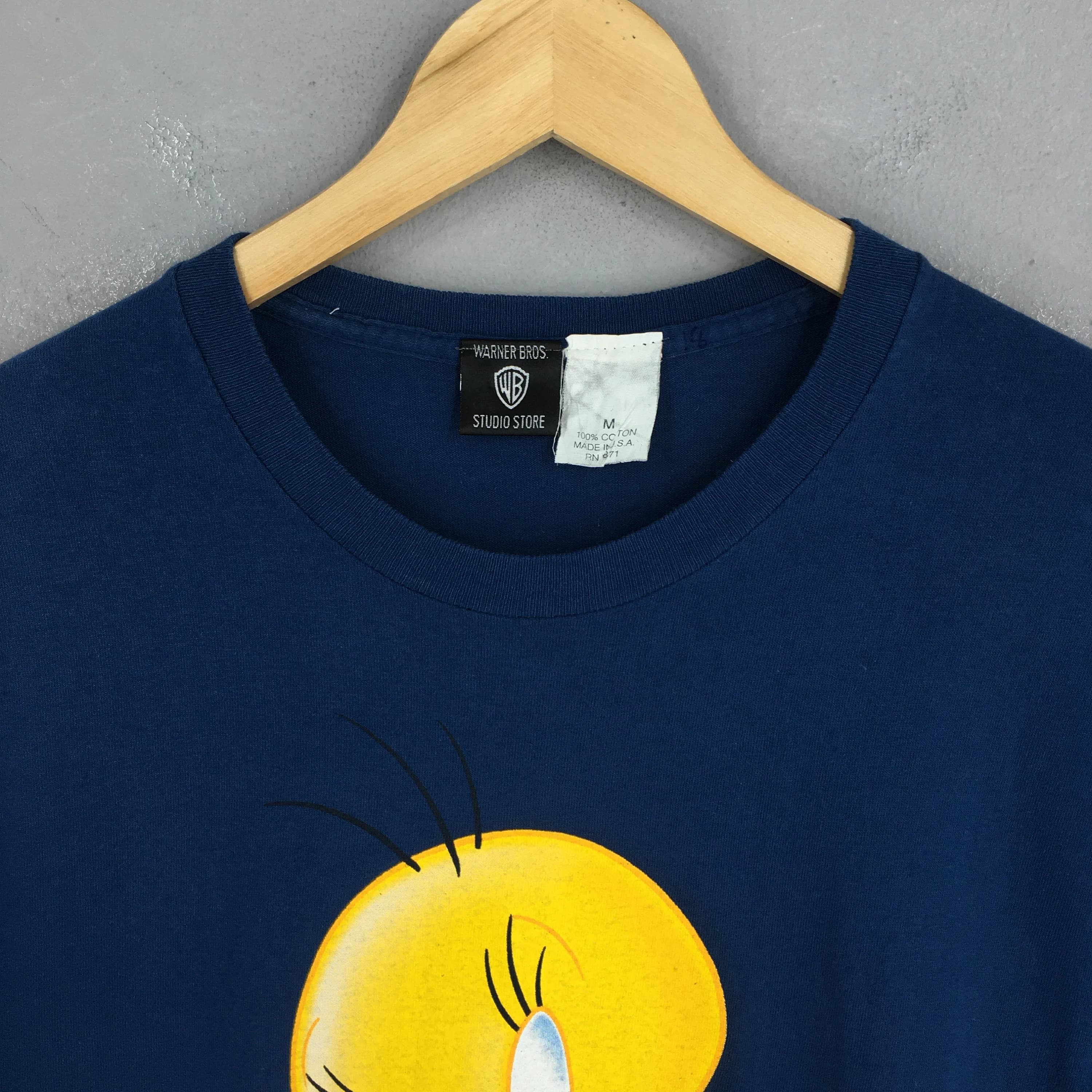 Vintage Looney Tunes Tweety Blue T shirt Medium 1980's Warner Bros Cartoon Tweety Yellow Bird Space Jam Outfit Streetwear Tee Size M - image 3