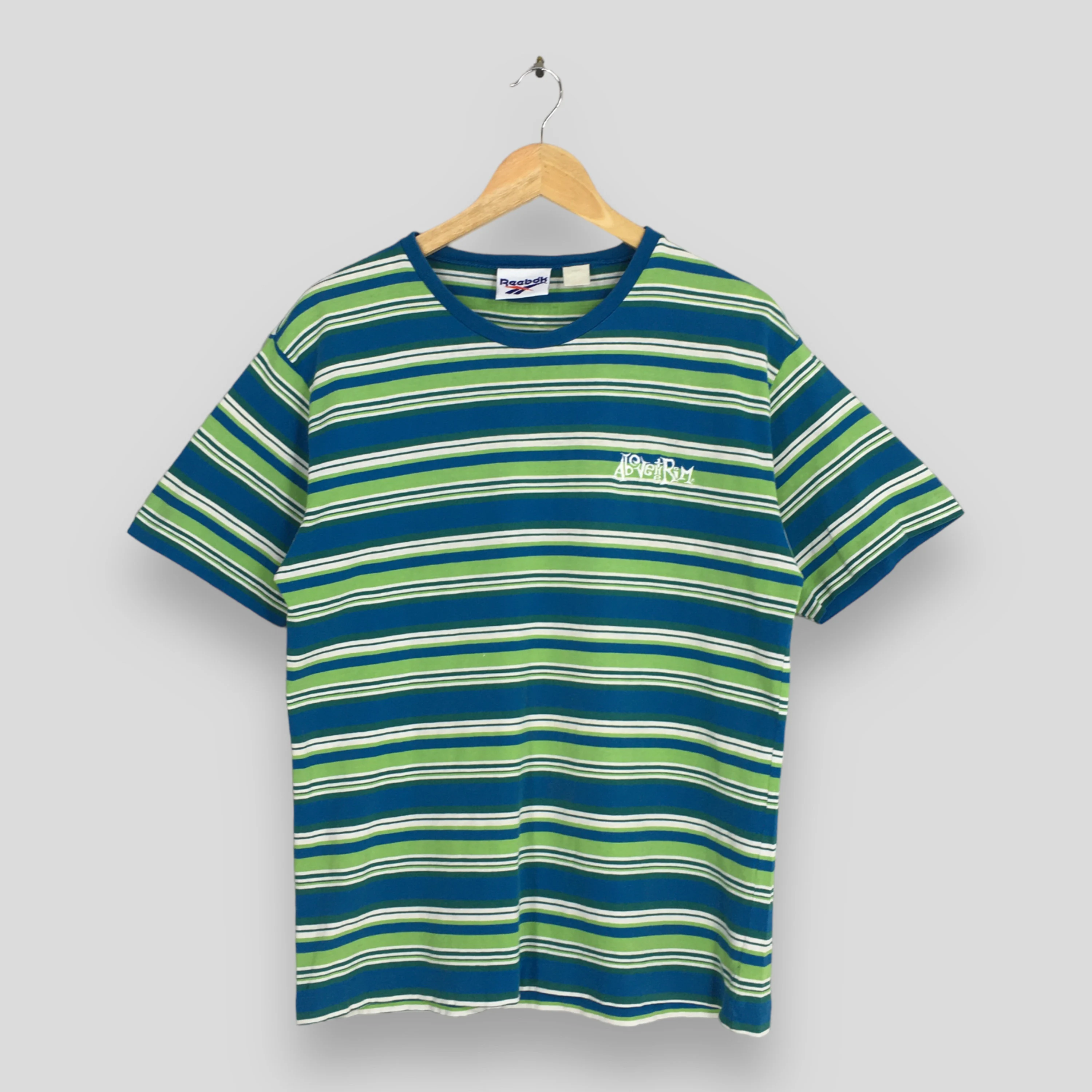 Vintage 90's Reebok Sportswear Multicolor Stripes T shirt Medium Reebok Striped Skateboarding Outfit American Retro Streetwear Tees Size M