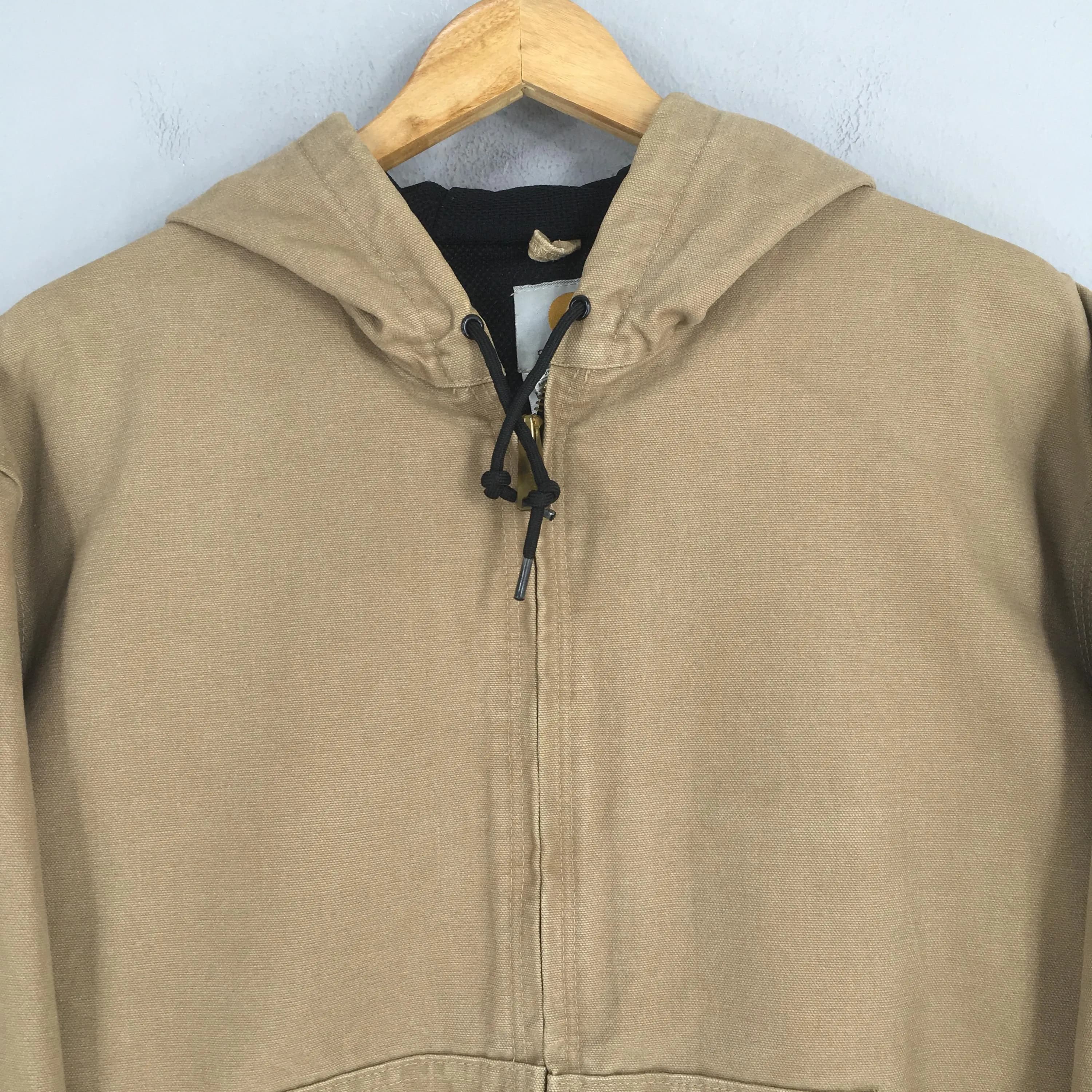 Vintage 90s Carhartt Hoodie Jacket Mens XLarge Carhartt Detroit Chore Duck Brown Denim Jacket Zipper Carhartt Work Wear Jacket Size XL - image 3