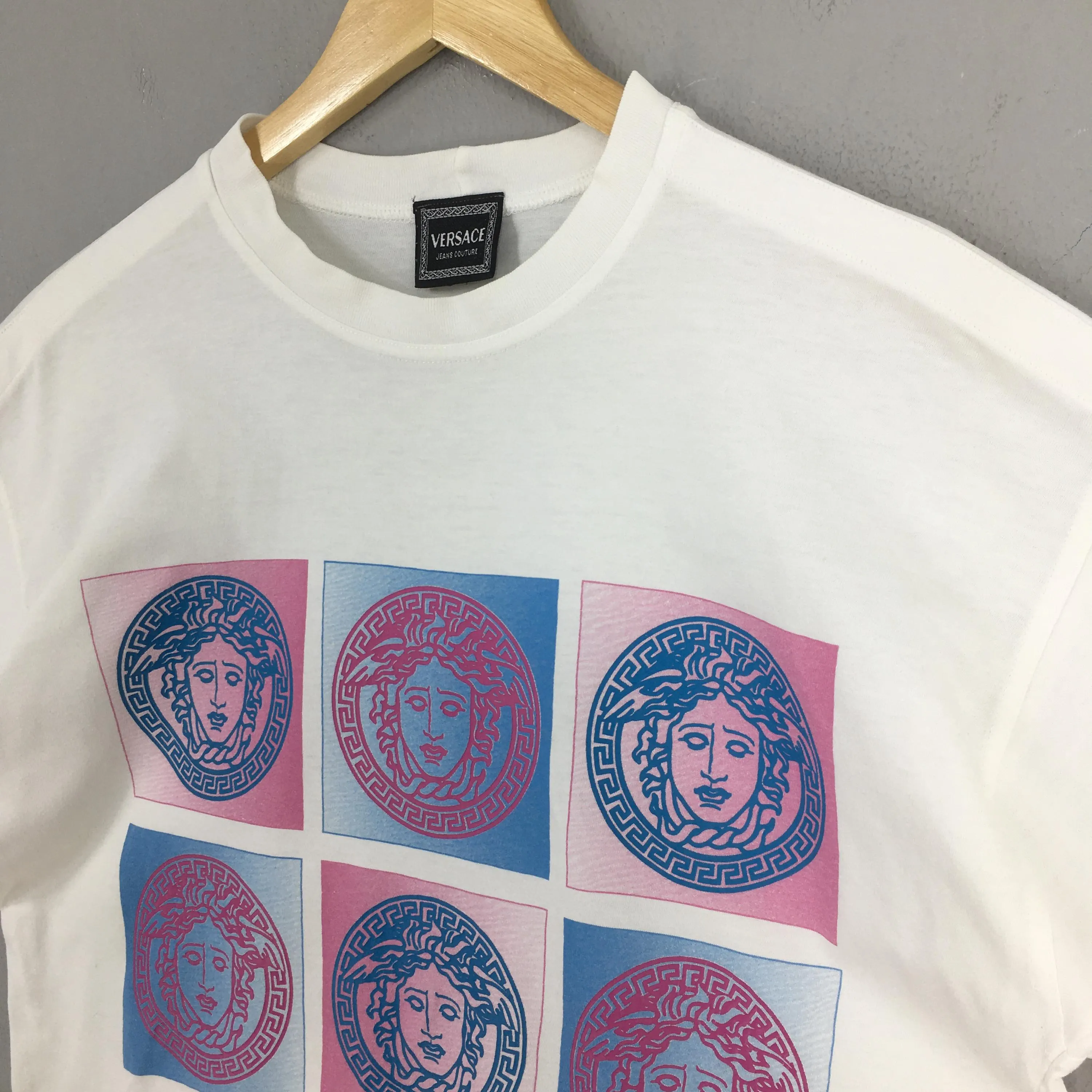 Vintage Versace Medusa Head White Tshirt Medium Versace Jeans Couture Medusa Pop Art Shirt Versace Luxury Italy Royalty Baroque Tee Size M - image 4
