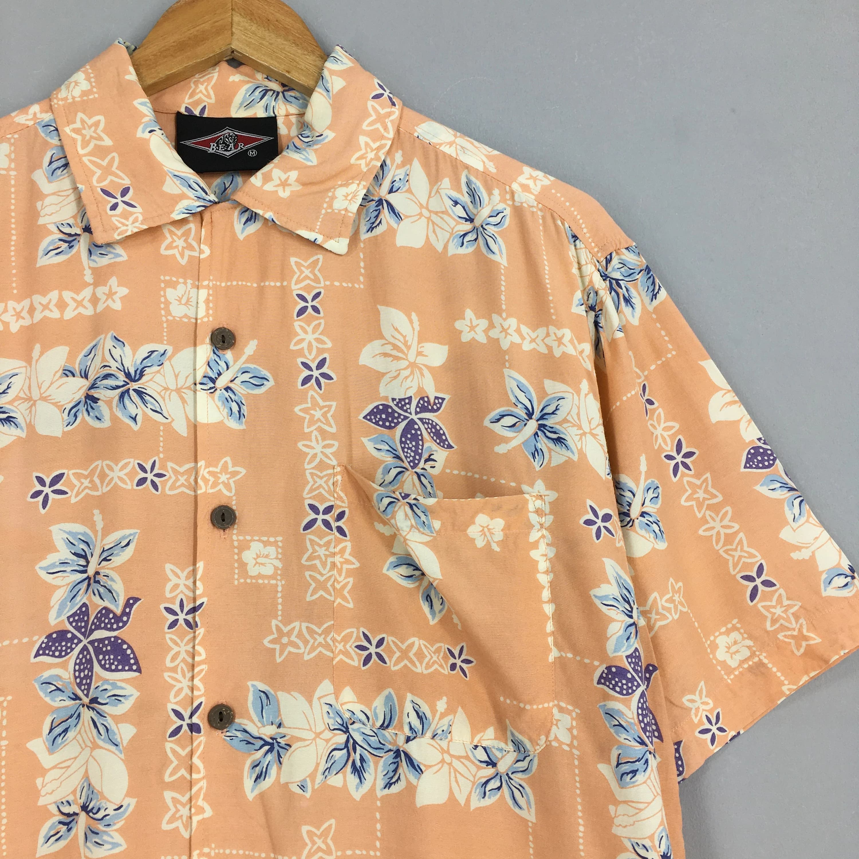 Vintage Hawaiian Hibiscus Flower Tropical Hawaii Shirt Medium Aloha Sailing Beach Honolulu Guam Beach Party Surfing Rayon Button Up Size M - image 3