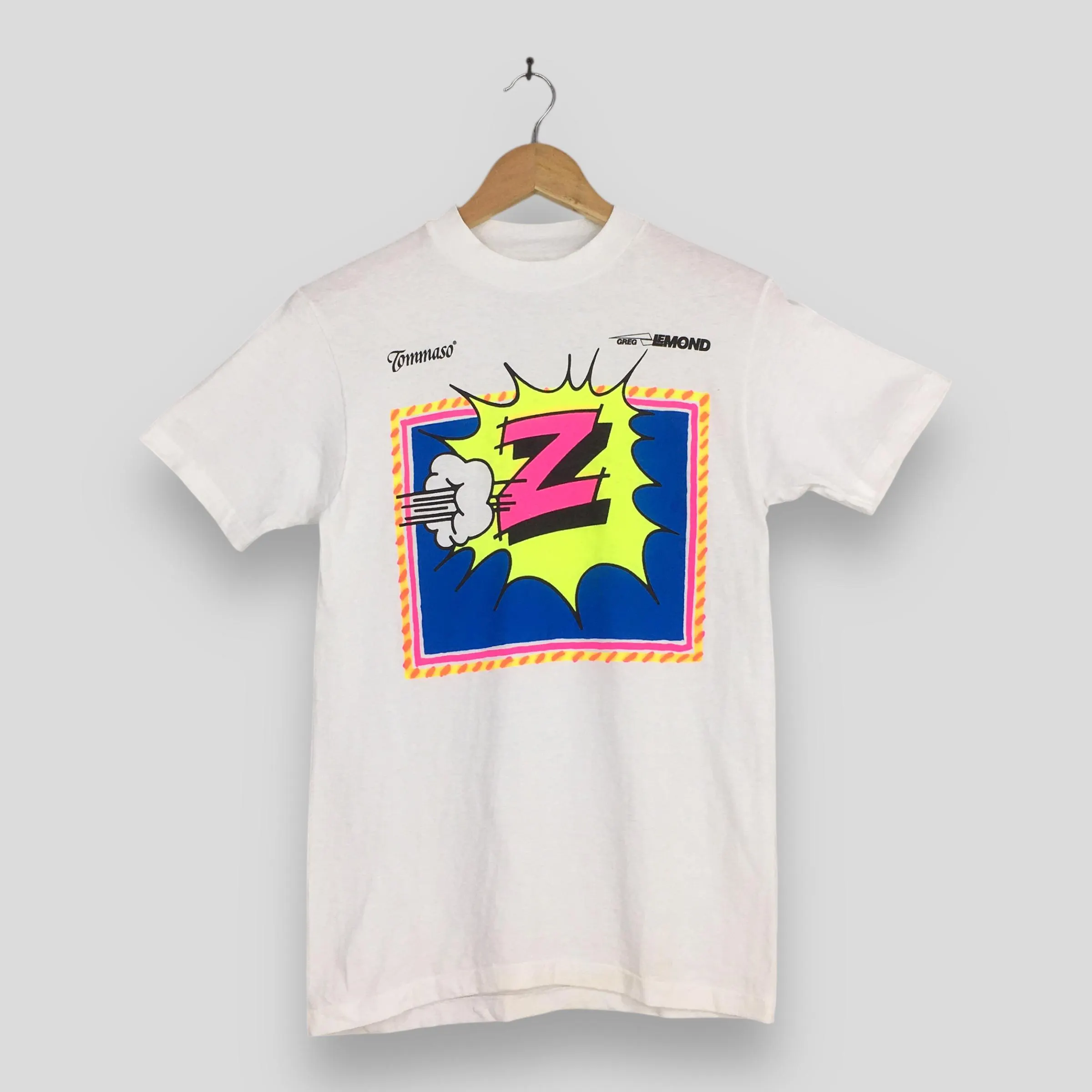 Vintage 90's Vetements Z-Peugeot Cycling Team Tshirt Small Streetwear Tommaso Greg Lemond Team Z Jersey Graphics Printed White Tees Size S