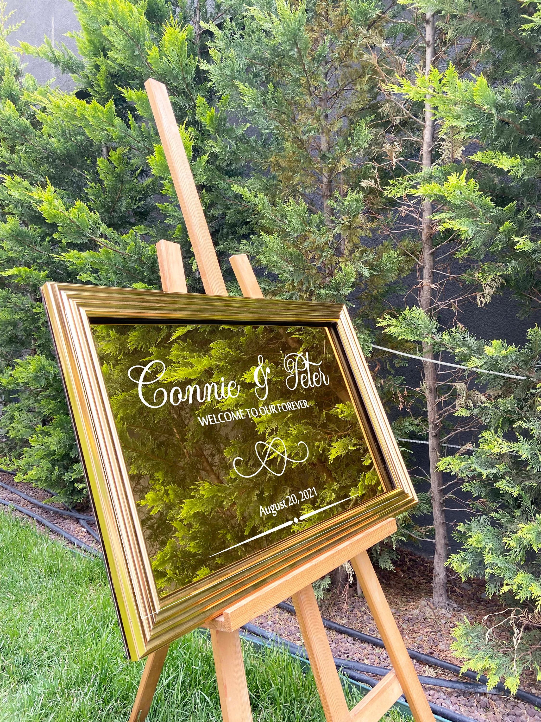 Gold Mirrored Acrylic Welcome Wedding Sign | Framed Custom Decor - image 5