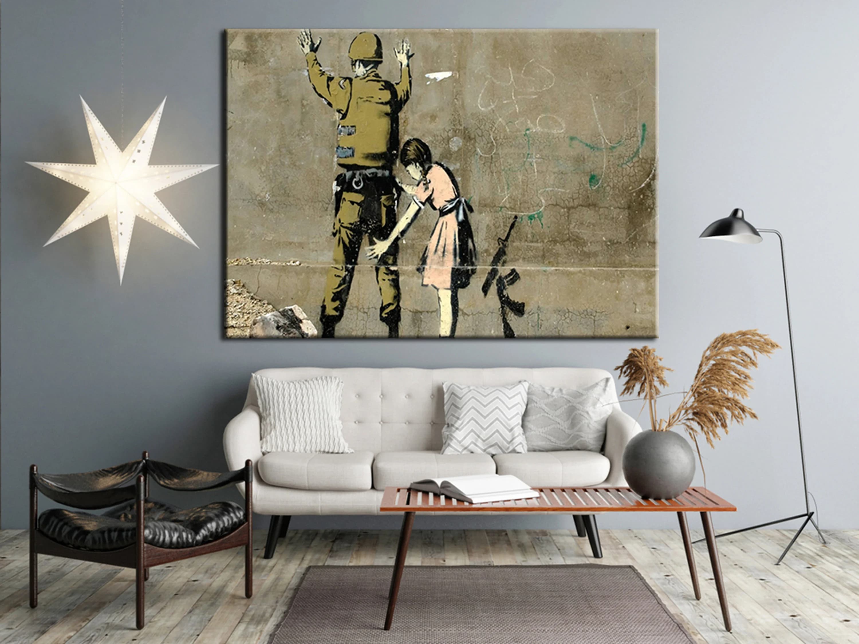 Banksy Style Canvas Print – Girl Searching Soldier, Urban Graffiti Art - image 5