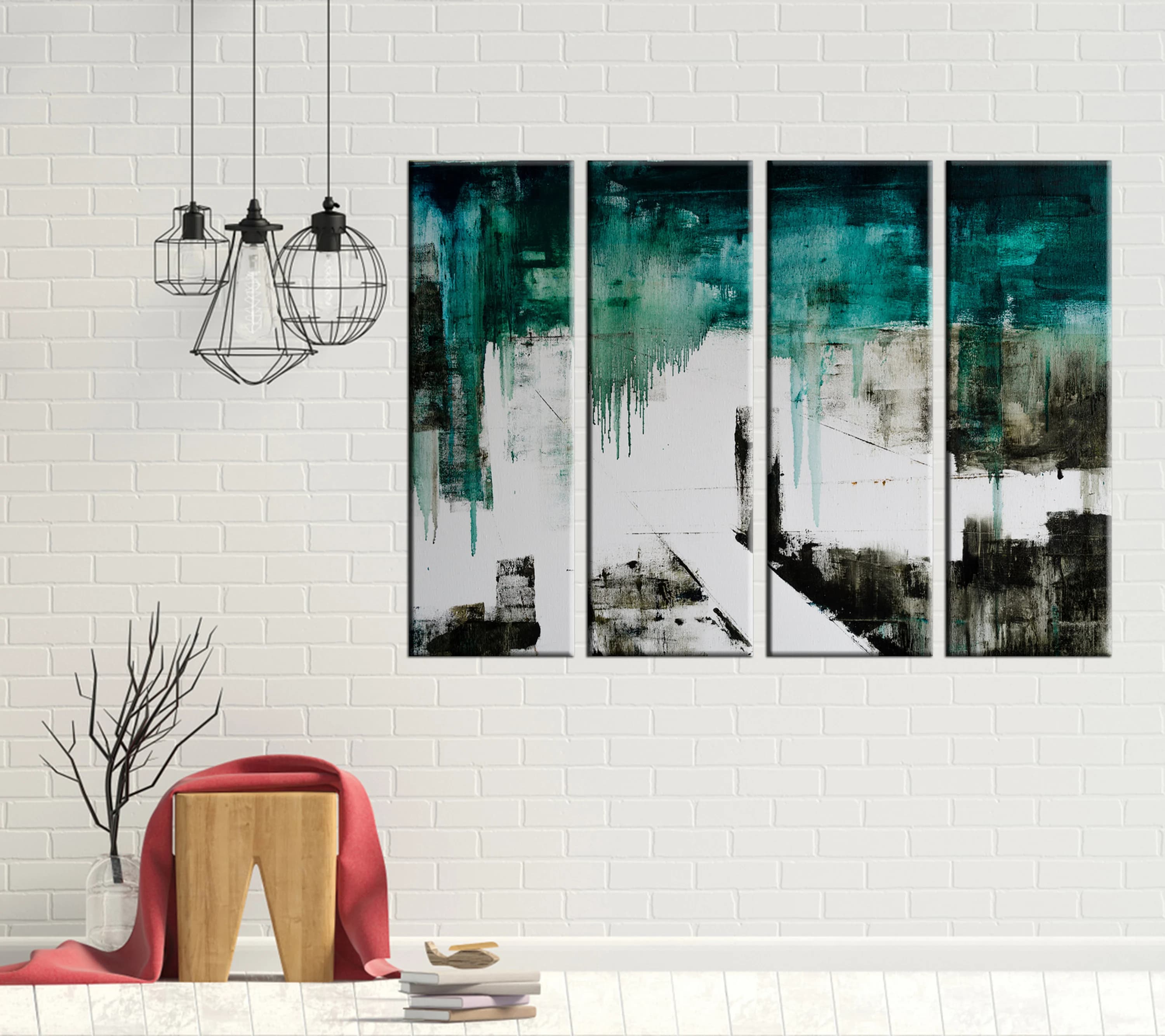 Blue & White Abstract Canvas Art - Large Wall Hanging - image 5