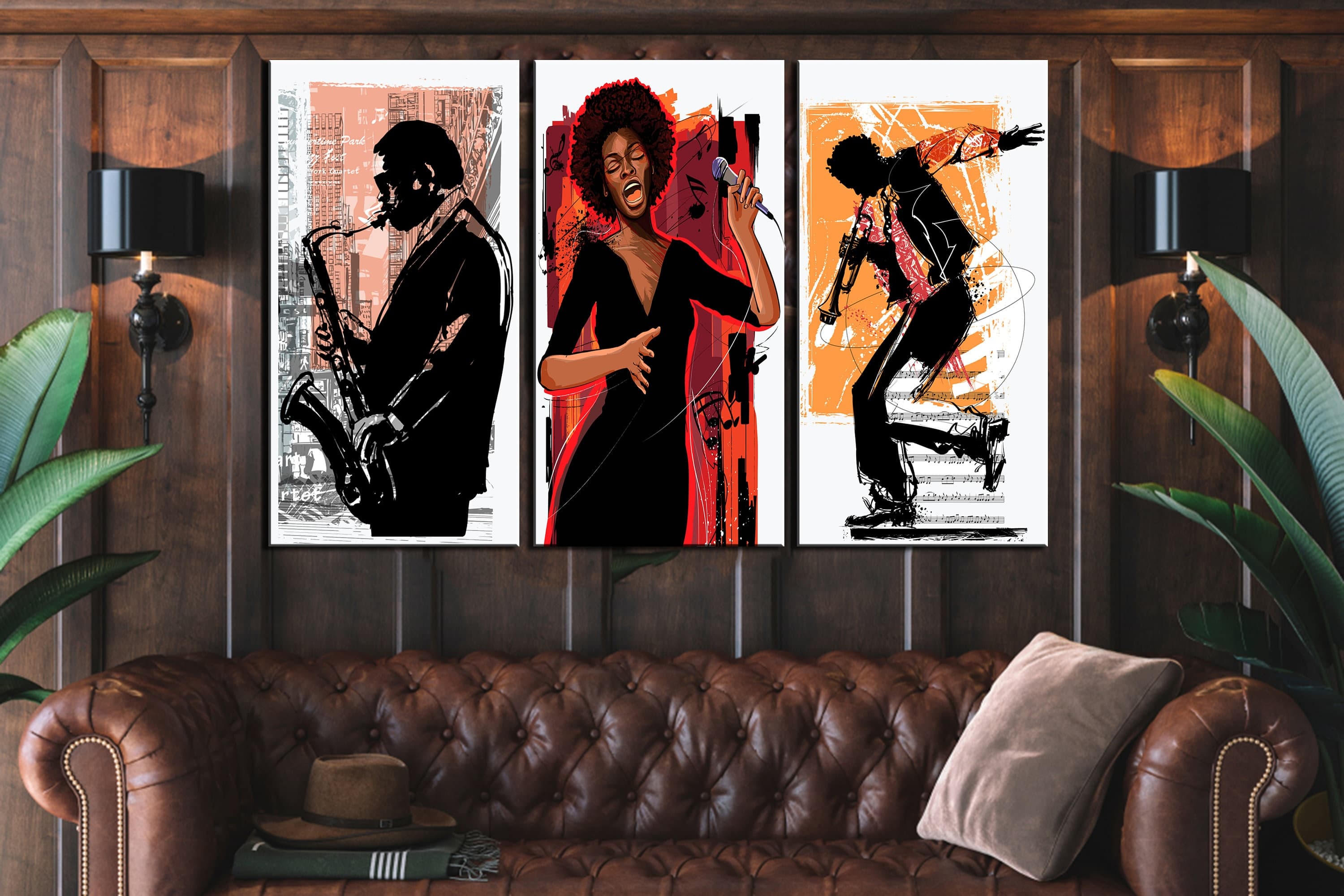 Jazz Singer Canvas Set | Colorful Jazz Music, Instruments, Dancer - image 4