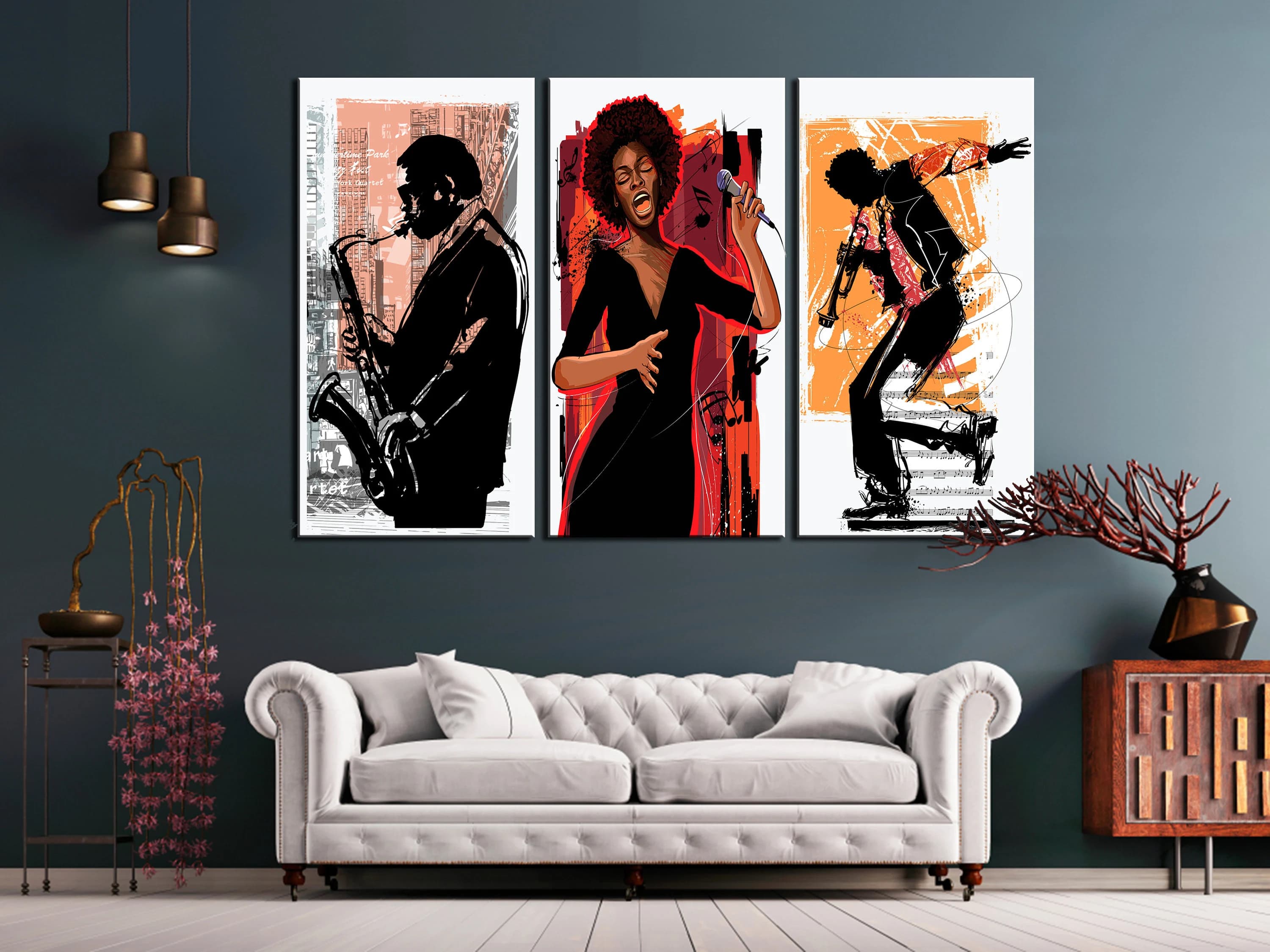 Jazz Singer Canvas Set | Colorful Jazz Music, Instruments, Dancer - image 3