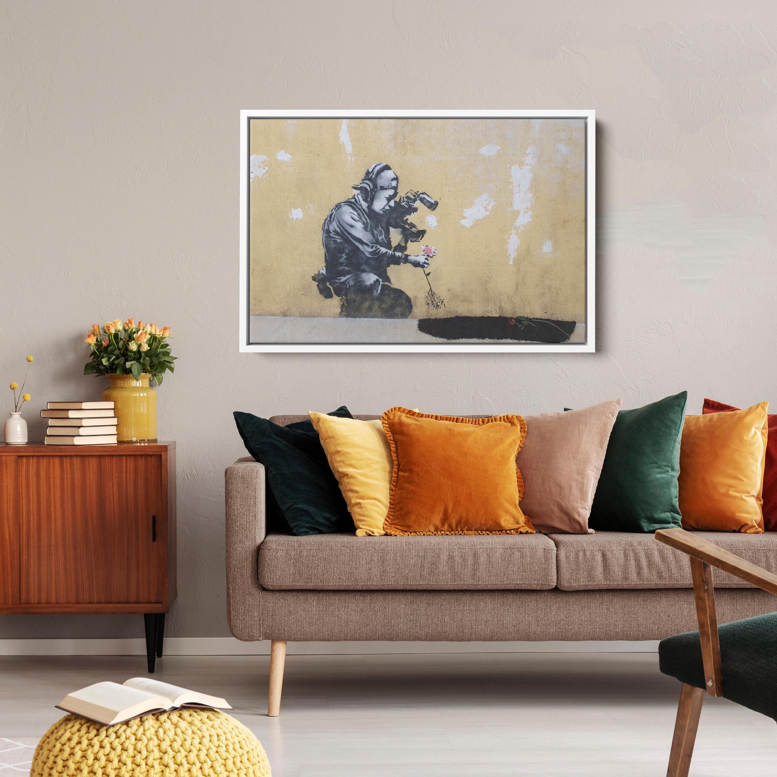 Banksy Cameraman Flower Canvas Print: Graffiti Wall Art - image 3