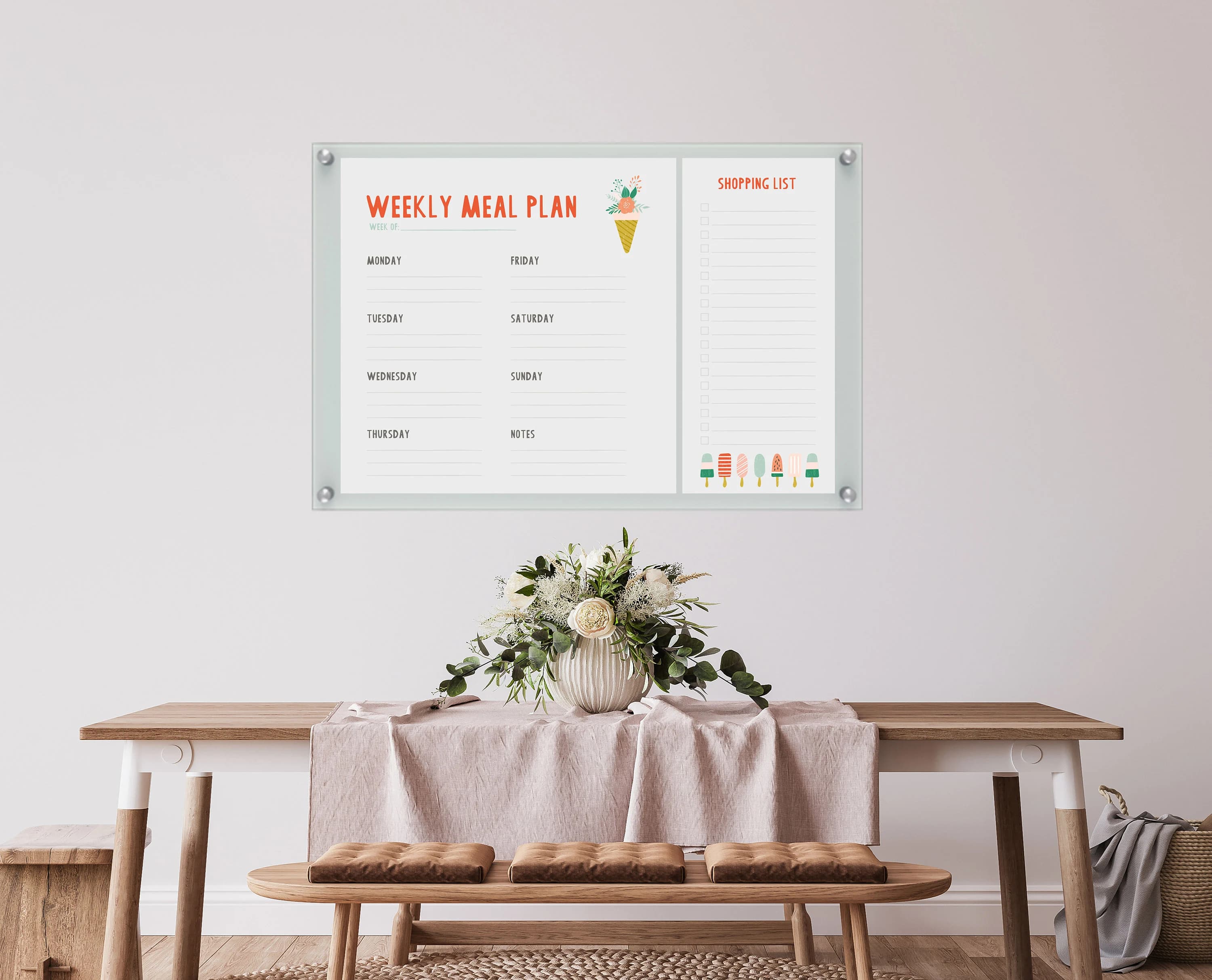 Acrylic Weekly Meal Planner Sign, Custom Shopping List - image 3