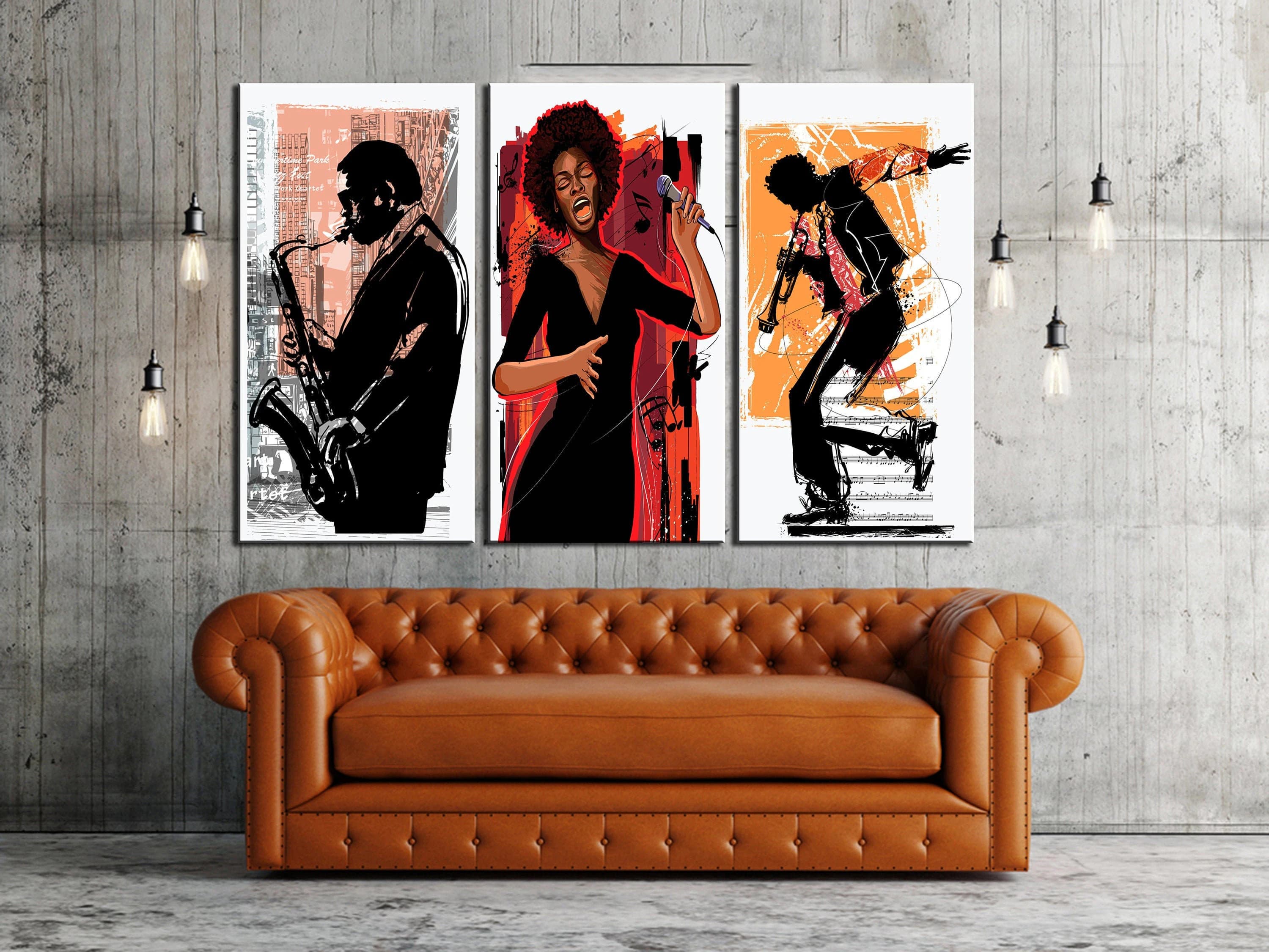 Jazz Singer Canvas Set | Colorful Jazz Music, Instruments, Dancer