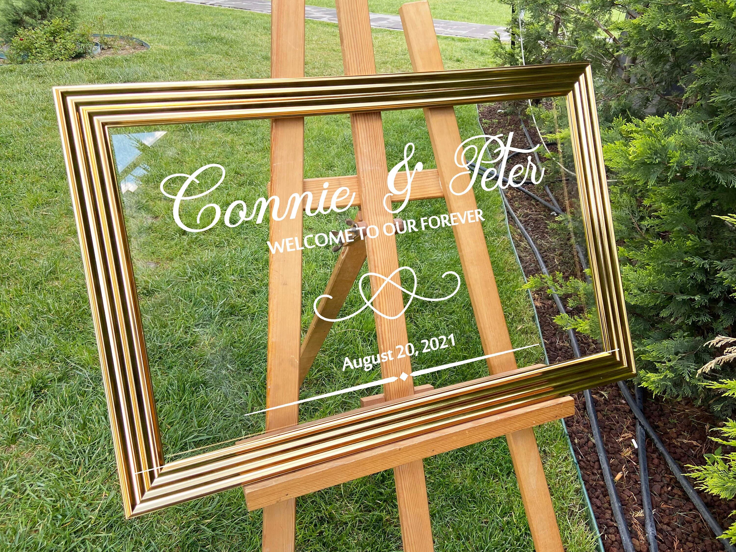 Gold Mirrored Acrylic Welcome Wedding Sign | Framed Custom Decor - image 3