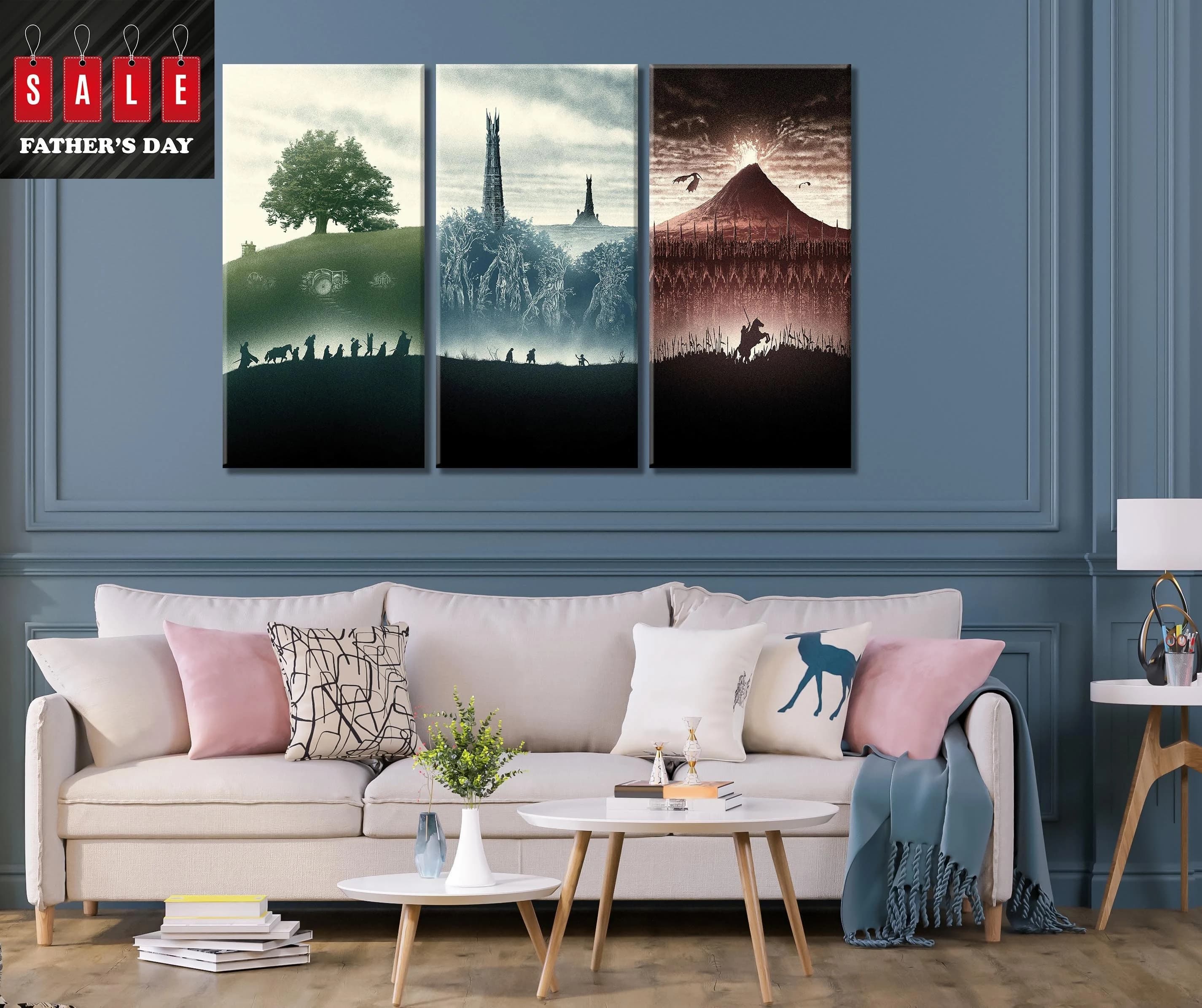 Little Hero Looking for His Ring, Hero in Search of the Ring, Trilogy Canvas Print, Best Movie Poster Set of   3, Valentine's Day Gift