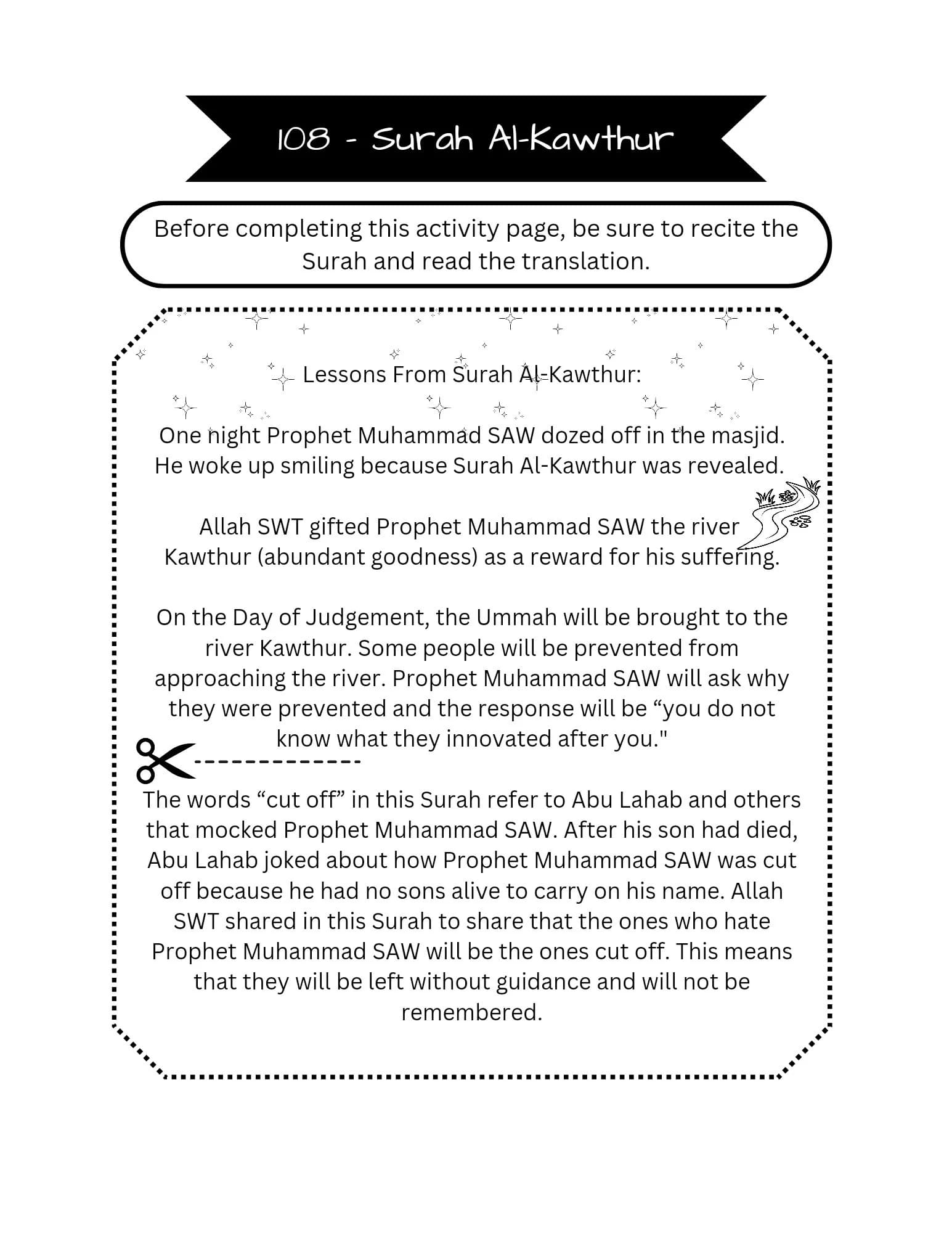 Tafseer Activity Pages Based On Tafseer Of Ibn Kathir 107-114 Surah Al-Ma'un to Surah An-Nas - image 5